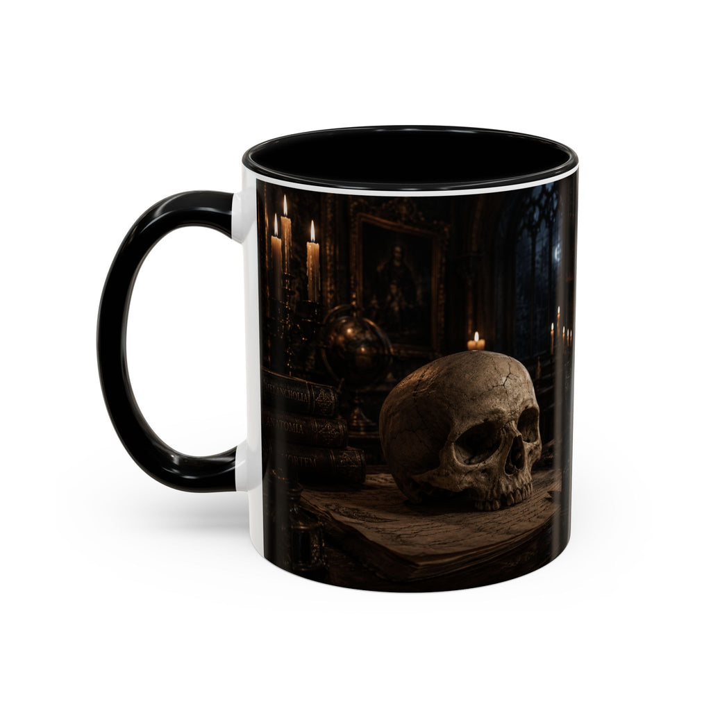 Gothic Skull Coffee Mug — Candlelit Occult Library Accent Mug (11/15oz)