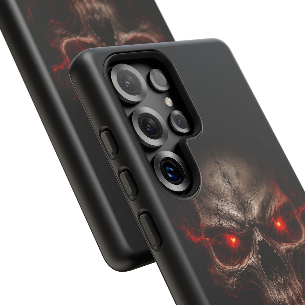 Flaming Skull Tough Case — Heavy-Duty Phone Case with Red-Eye Skull Design