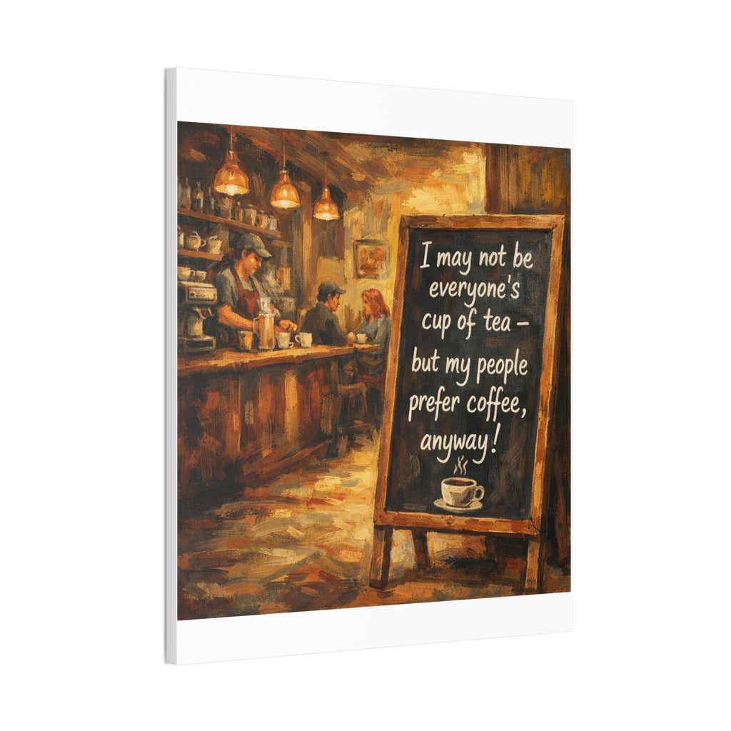 Coffee Shop Canvas Wall Art — "I May Not Be Everyone's Cup of Tea" Stretched Canvas