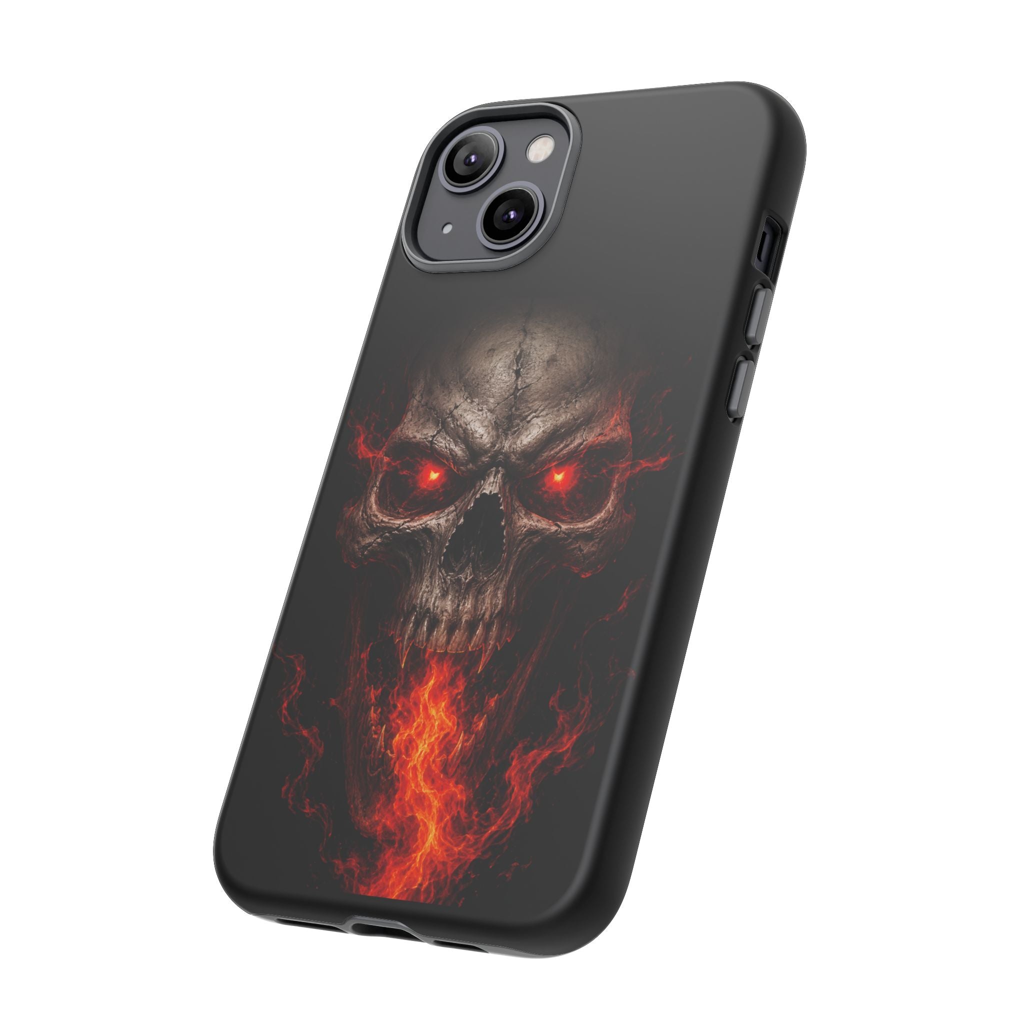 Flaming Skull Tough Case — Heavy-Duty Phone Case with Red-Eye Skull Design