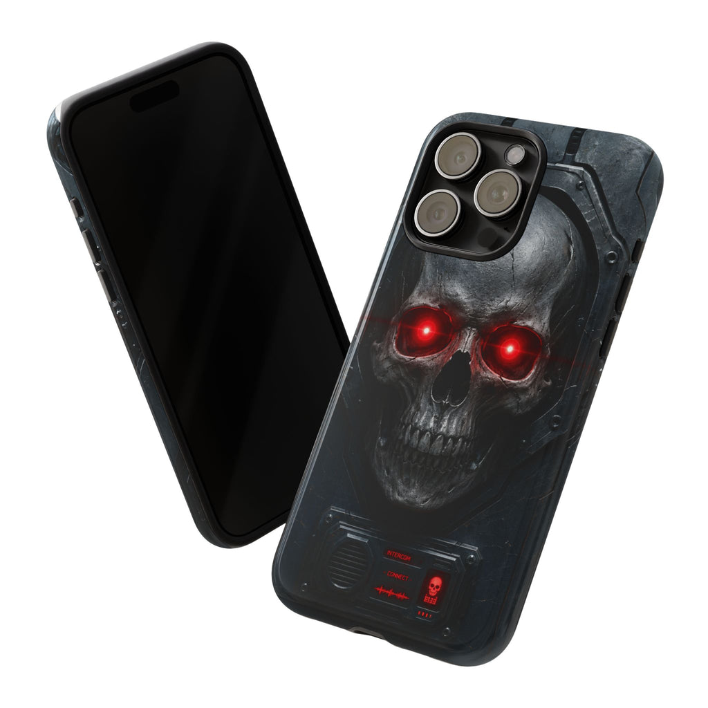 Skull Sentinel Phone Case — Red-Eyed Tactical Skull Protective Case