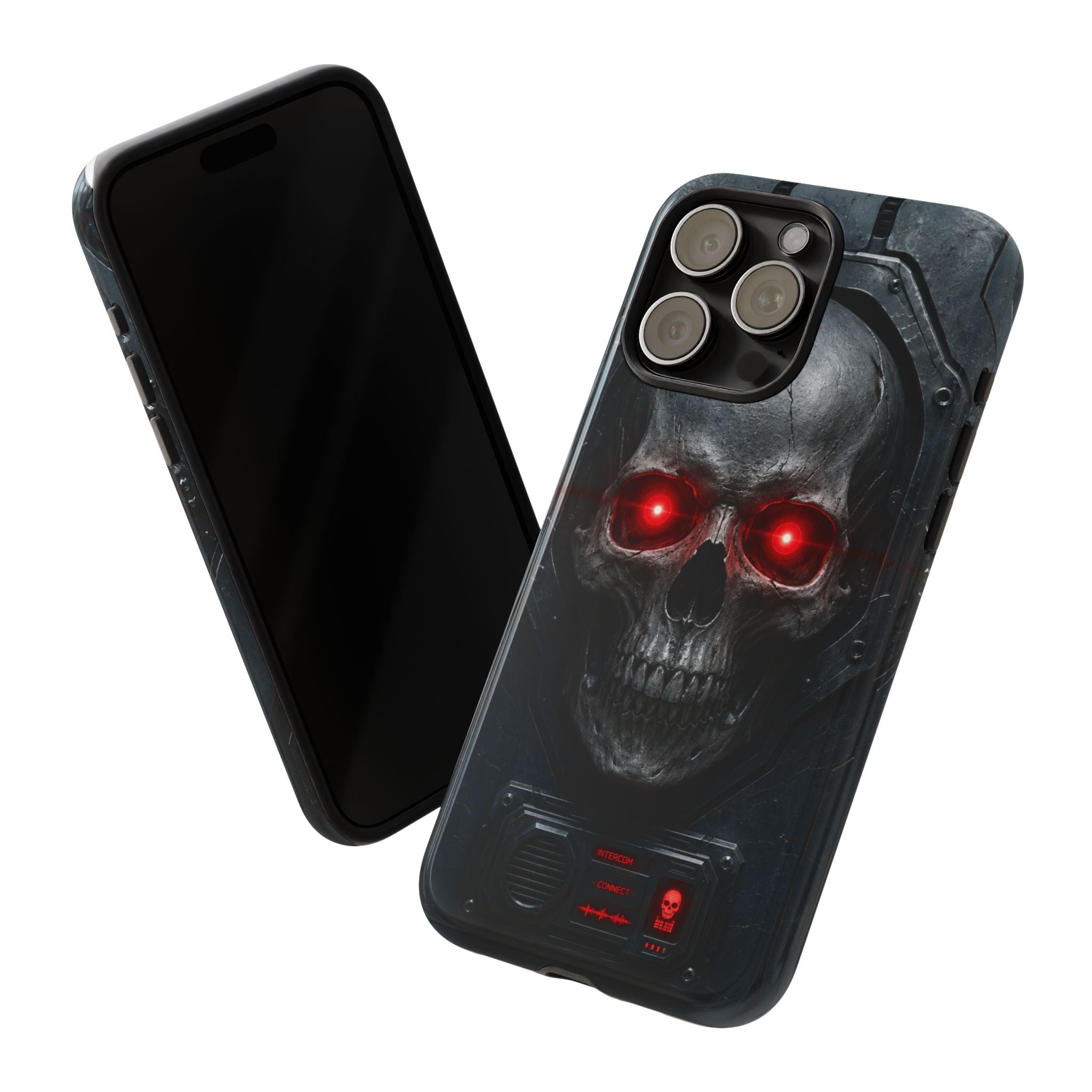 Skull Sentinel Phone Case — Red-Eyed Tactical Skull Protective Case