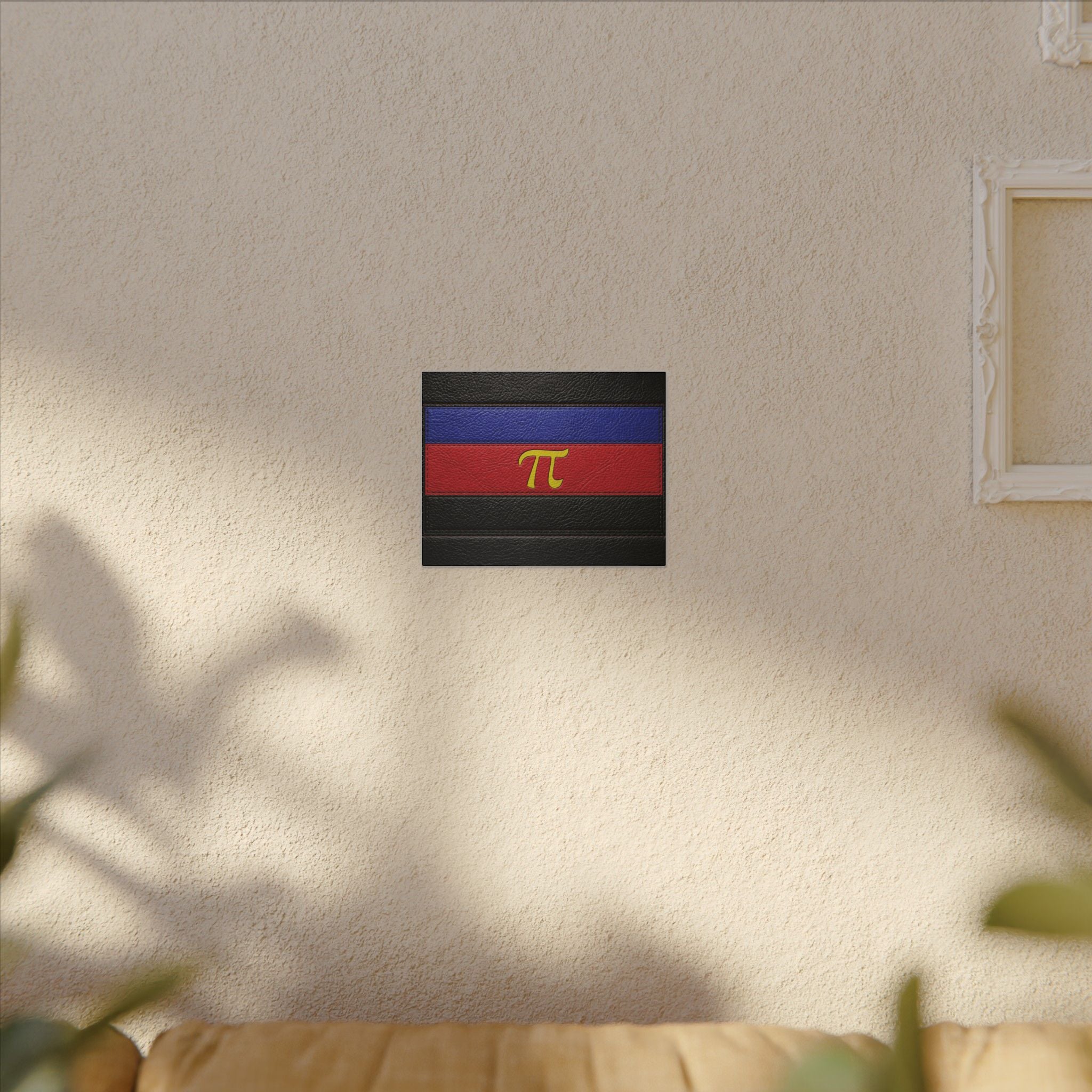 Polyamorous Symbol Leather Flag Canvas Print — Blue & Red Striped Matte Wall Art