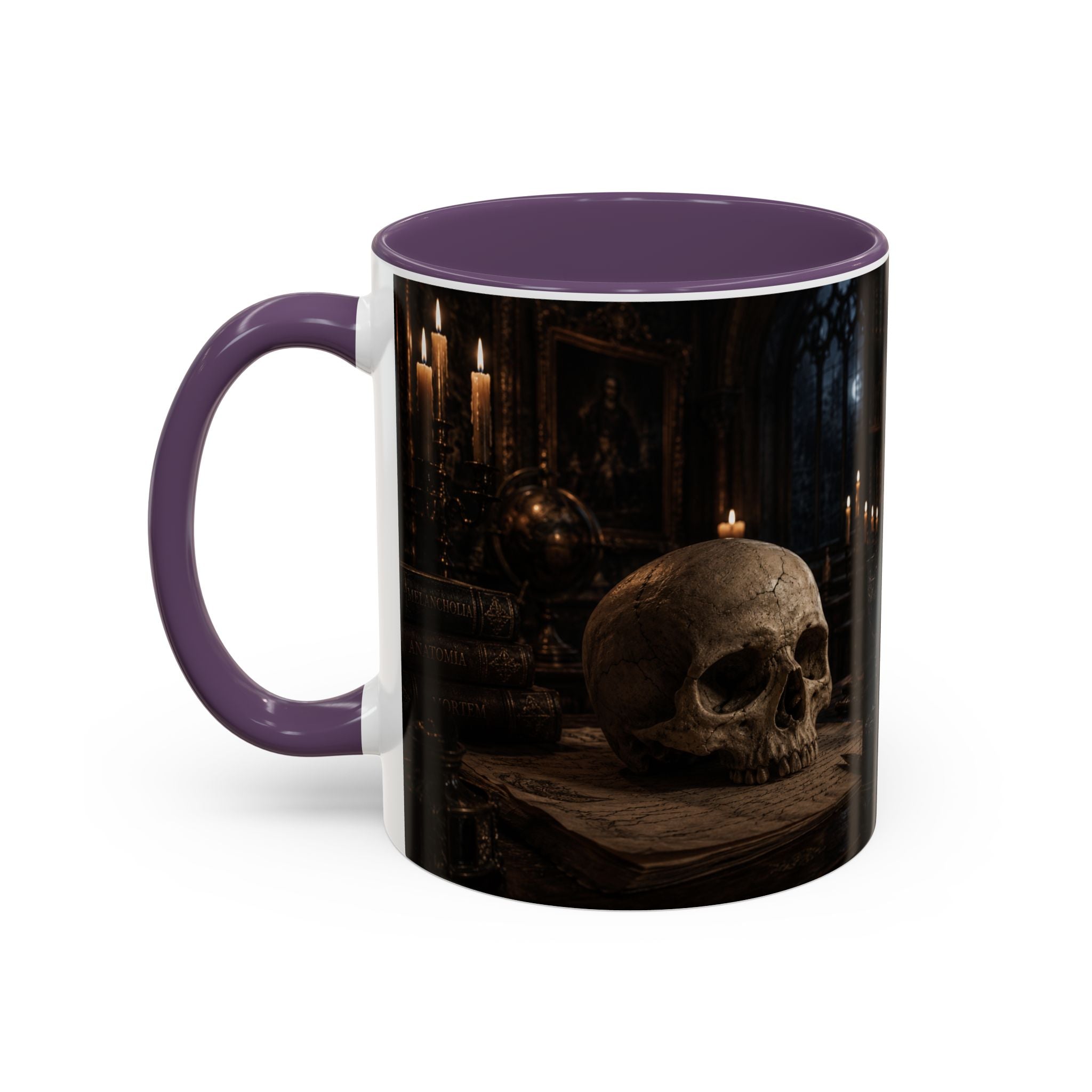Gothic Skull Coffee Mug — Candlelit Occult Library Accent Mug (11/15oz)