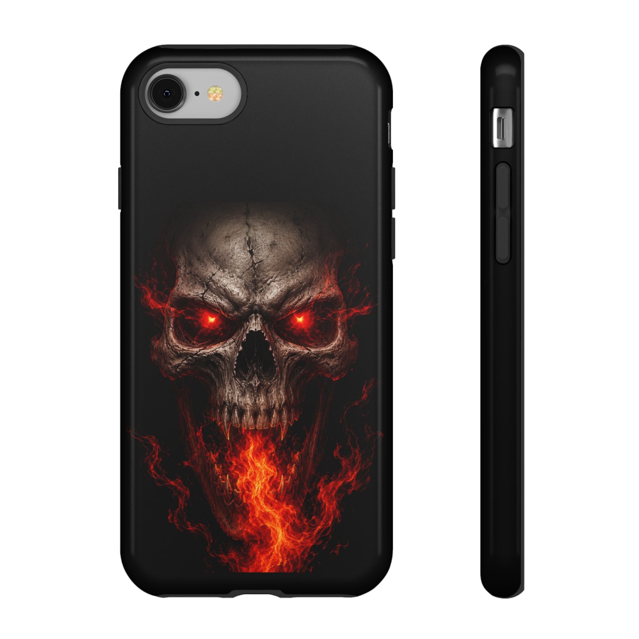 Flaming Skull Tough Case — Heavy-Duty Phone Case with Red-Eye Skull Design