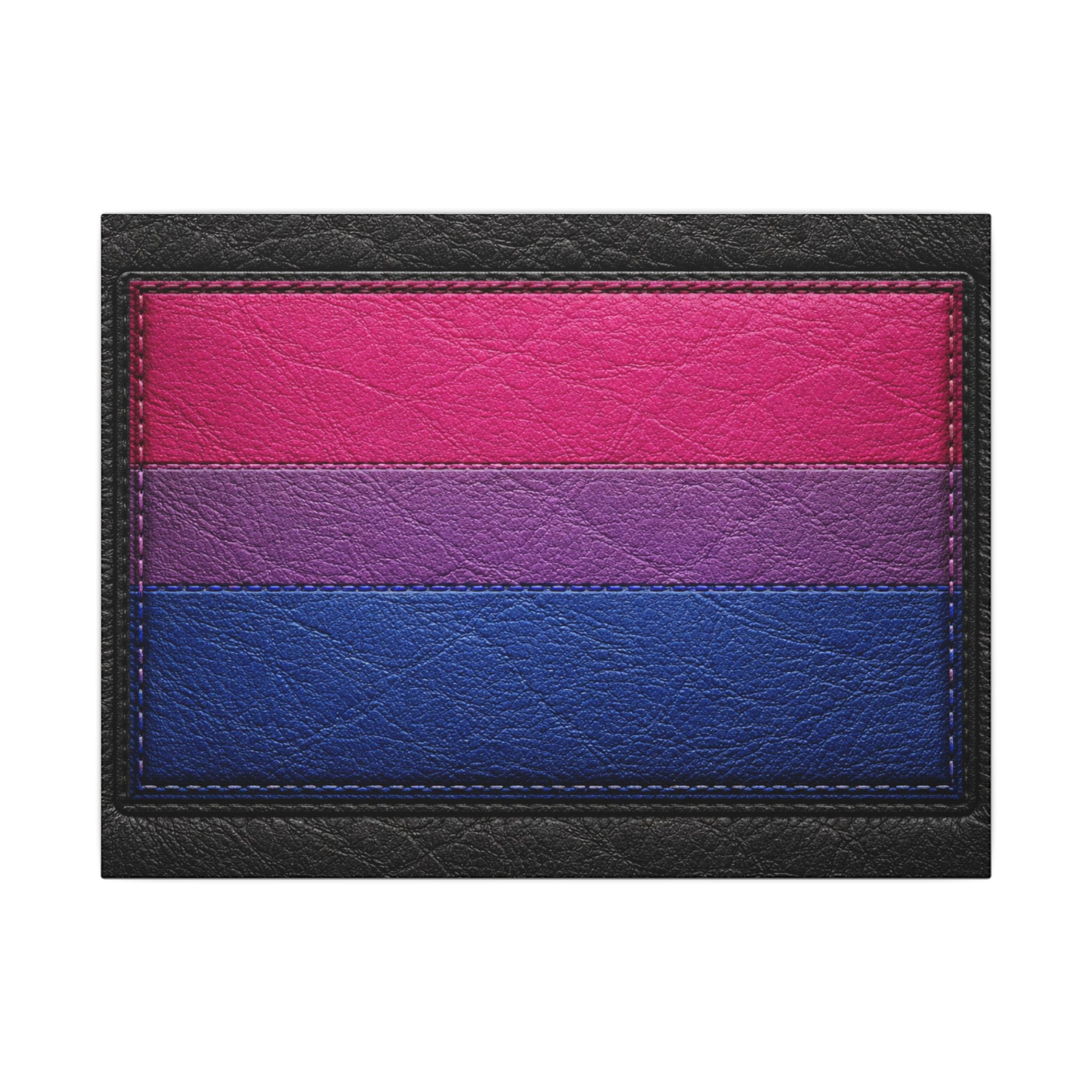 Bisexual Pride Flag Canvas Wall Art — Leather Patch Style Matte Print