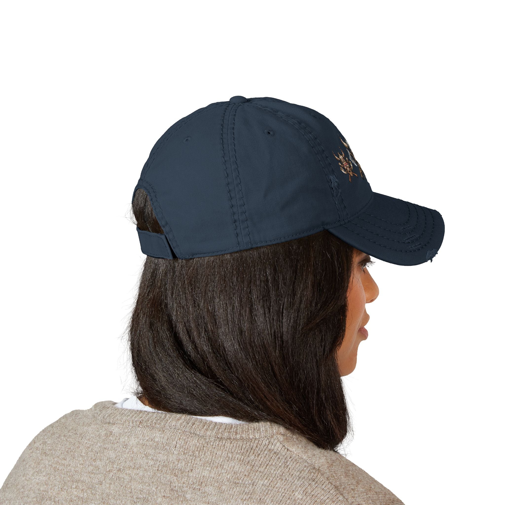 Distressed Viking Skull & Crossed Axes Embroidered Dad Hat