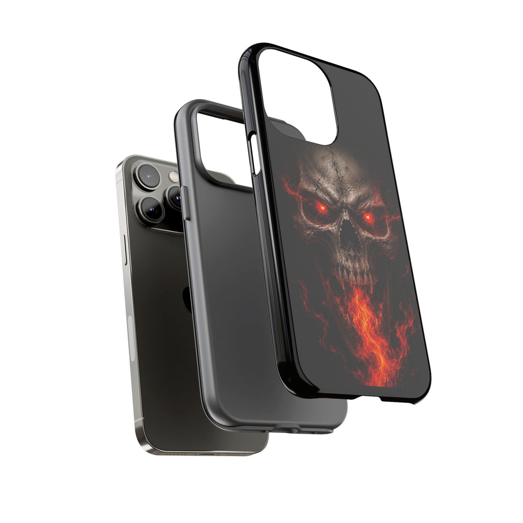Flaming Skull Tough Case — Heavy-Duty Phone Case with Red-Eye Skull Design