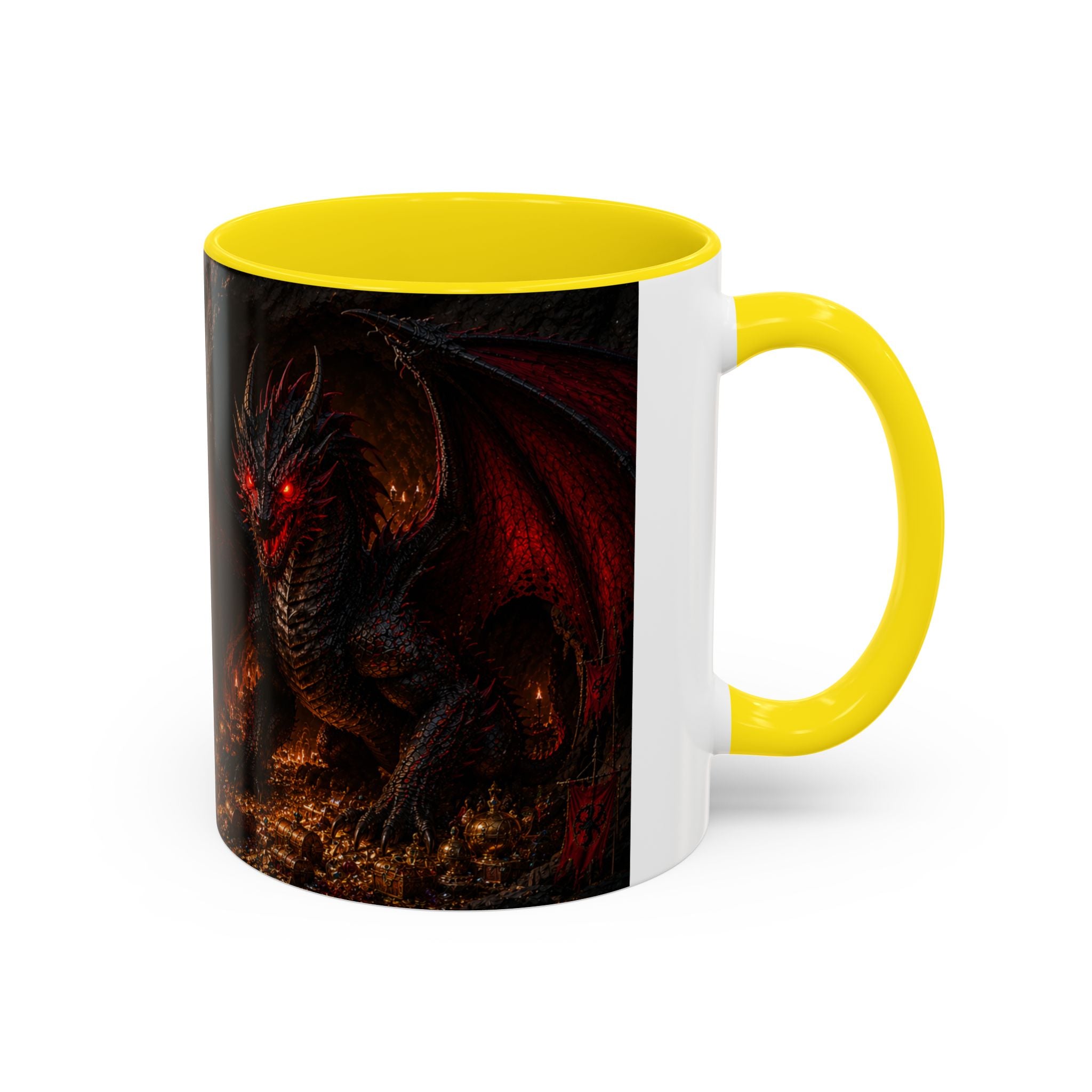 Dragon Coffee Mug — Dark Fantasy Red-Eyed Dragon Accent Mug (11/15oz)