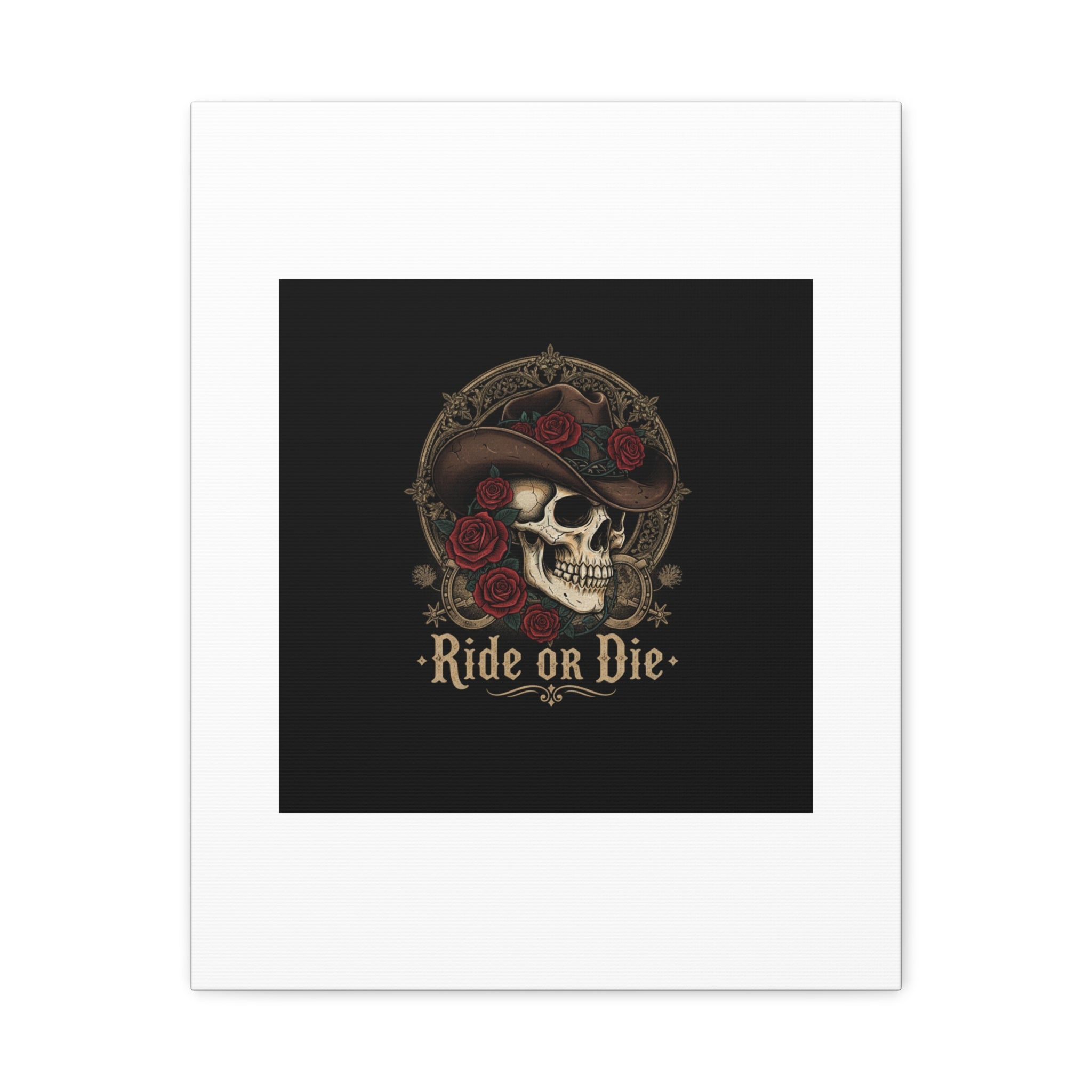 Ride or Die Skull Canvas | Western Skull Art, Gothic Americana