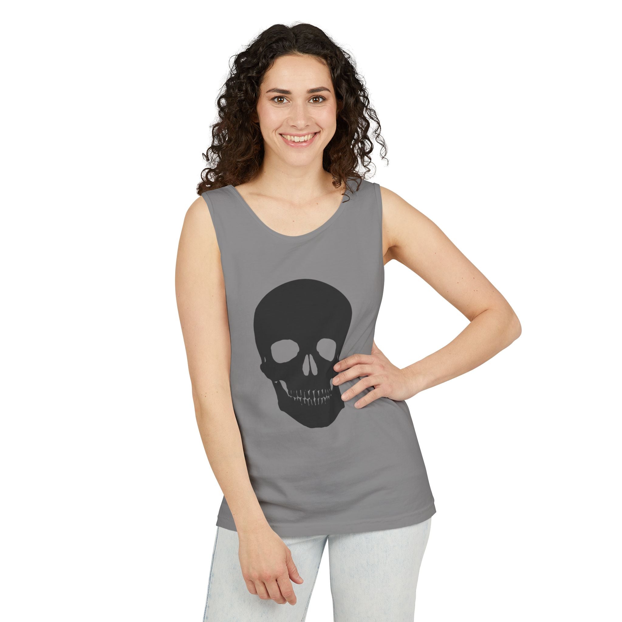 Skull Graphic Tank Top — Bold Black Skull Summer Vest