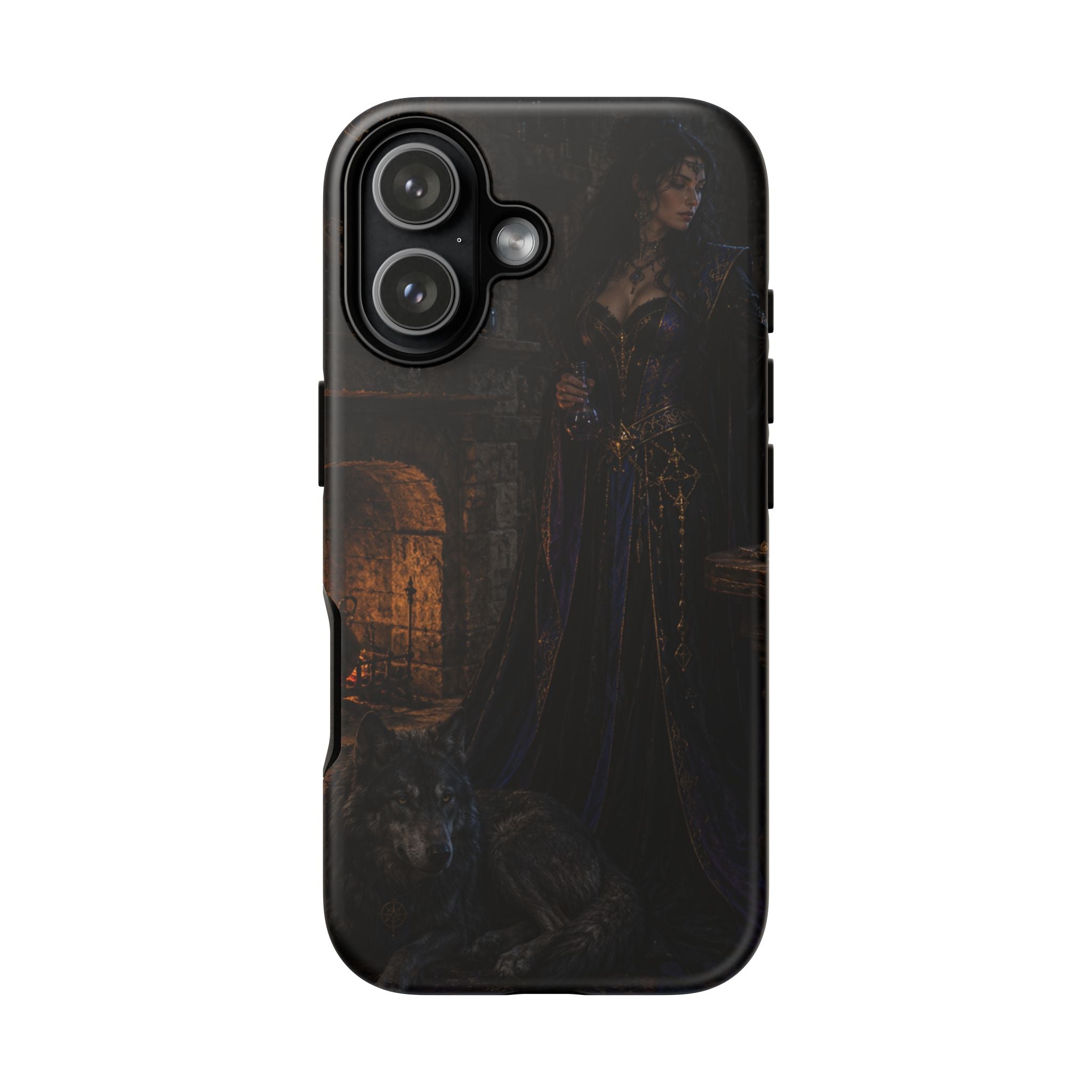 Gothic Witch Phone Case — Dark Fantasy Wolf & Fireplace Tough Case