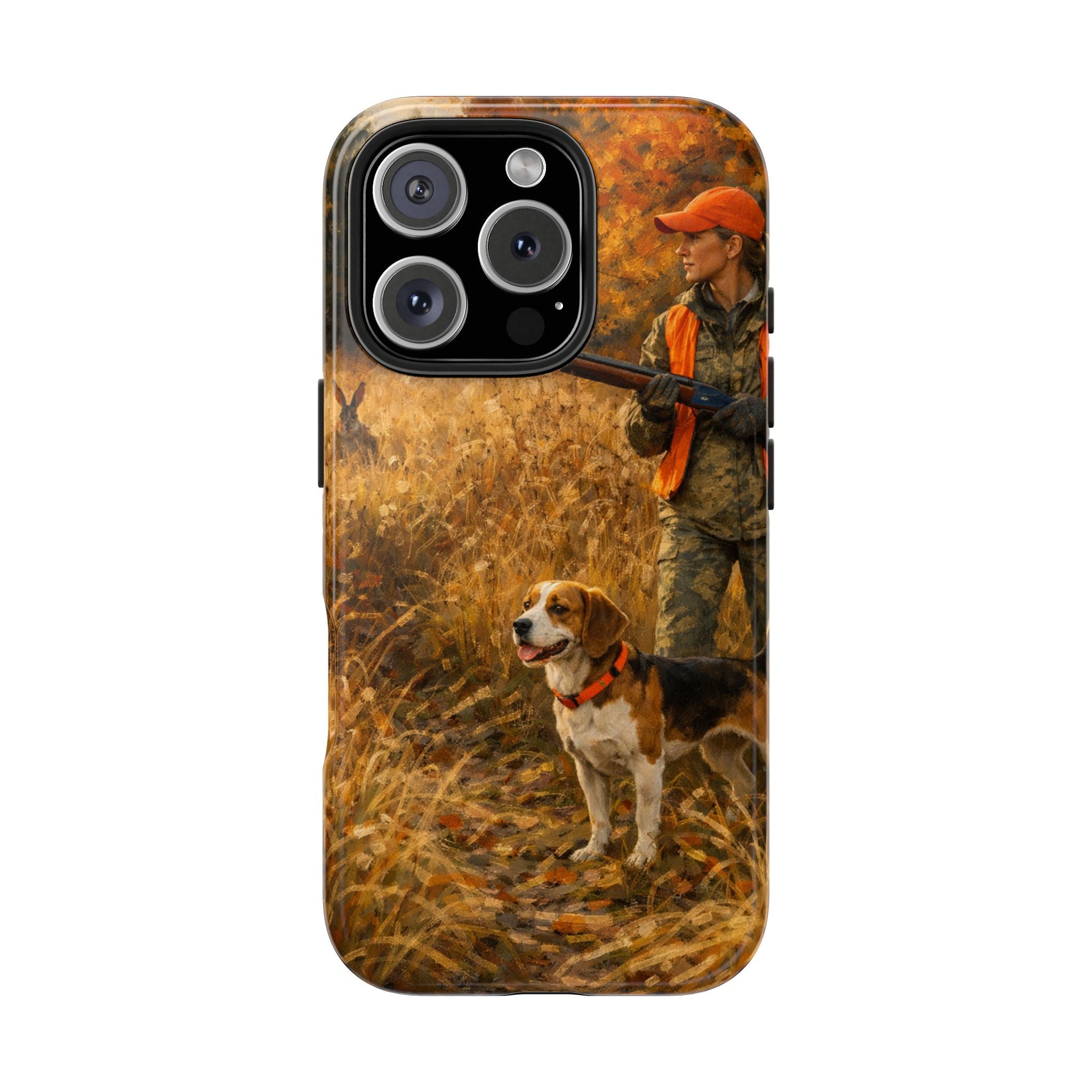 Hunting Scene Tough Phone Case — Hunter & Beagle Autumn Field Protective Cover