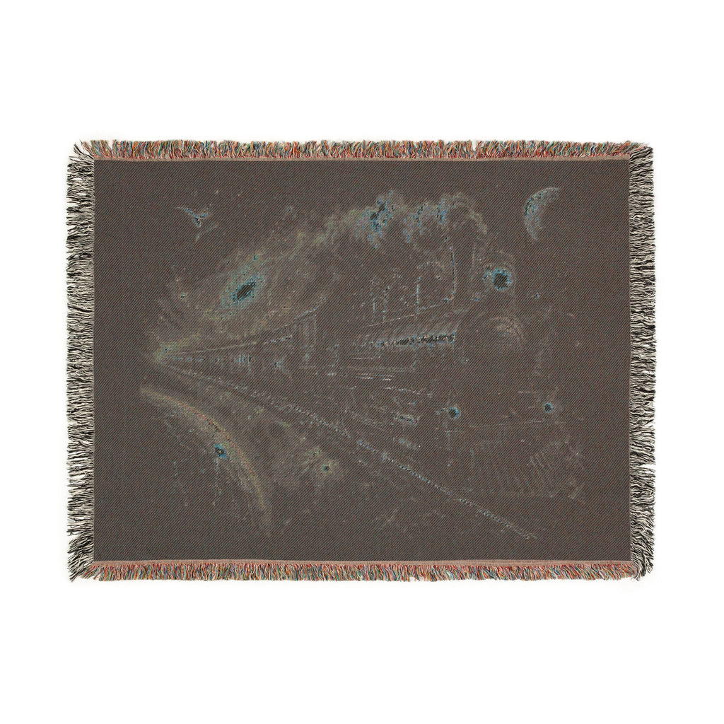 Galaxy Night Train Woven Blanket — Cosmic Steam Engine Throw