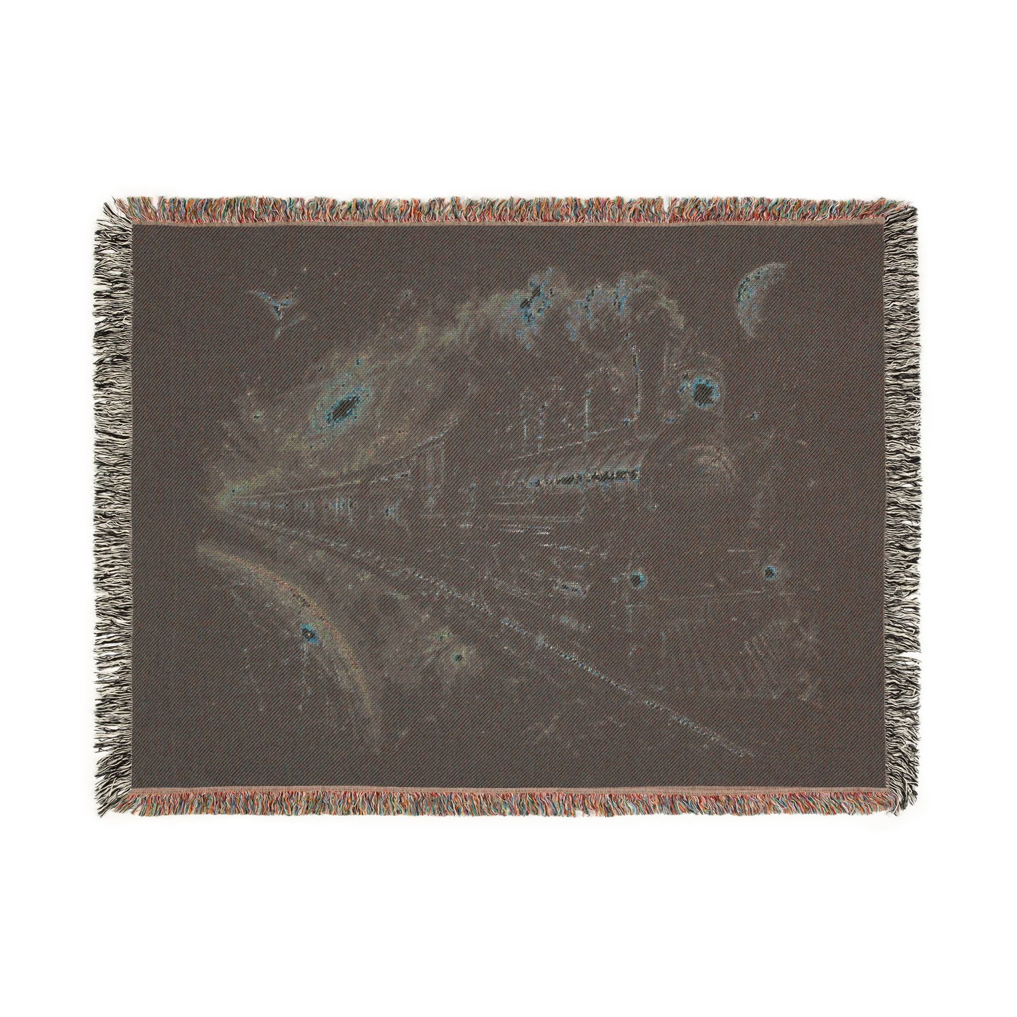 Galaxy Night Train Woven Blanket — Cosmic Steam Engine Throw