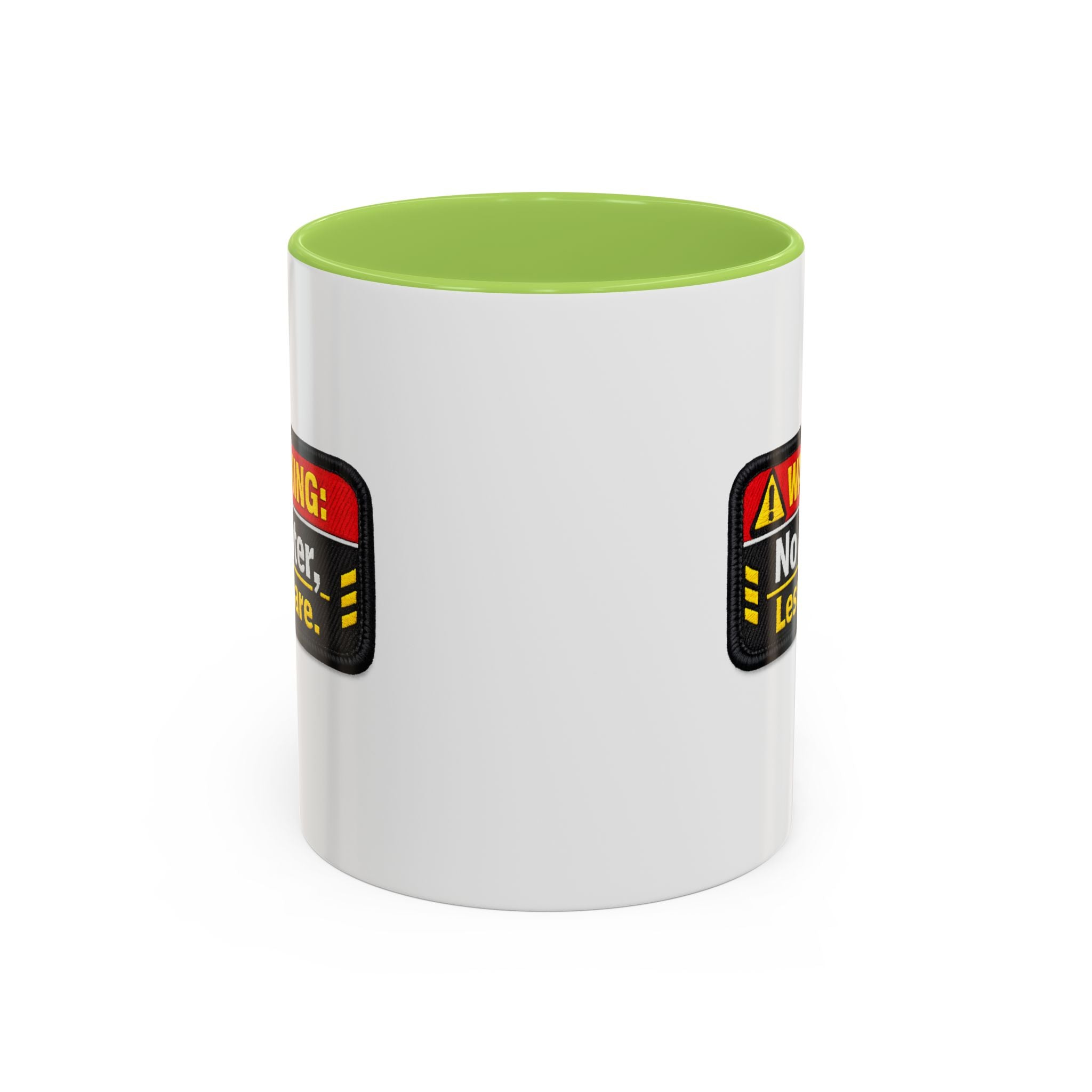 Coffee Mug — "Warning: No Filter, Less Care" Accent Ceramic Mug