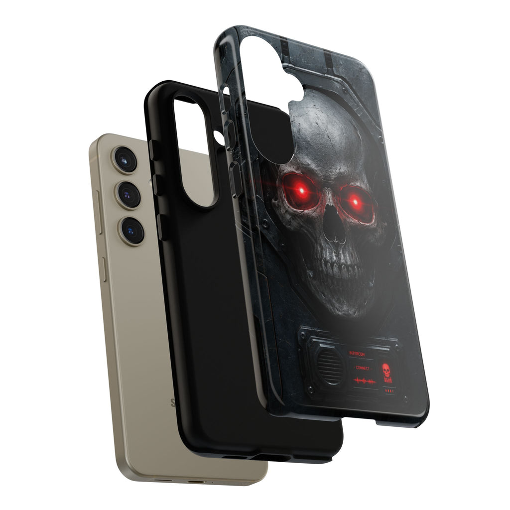 Skull Sentinel Phone Case — Red-Eyed Tactical Skull Protective Case