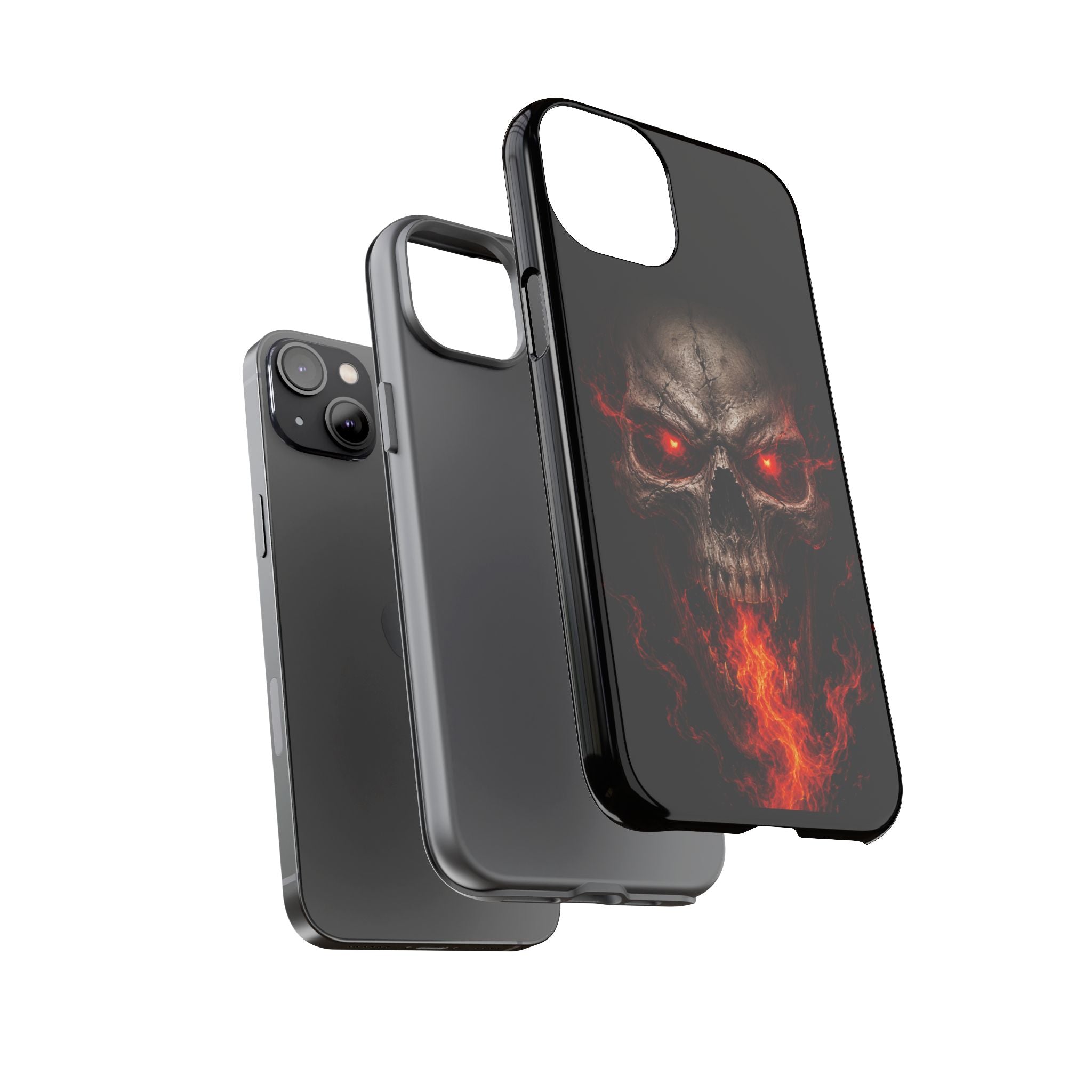 Flaming Skull Tough Case — Heavy-Duty Phone Case with Red-Eye Skull Design