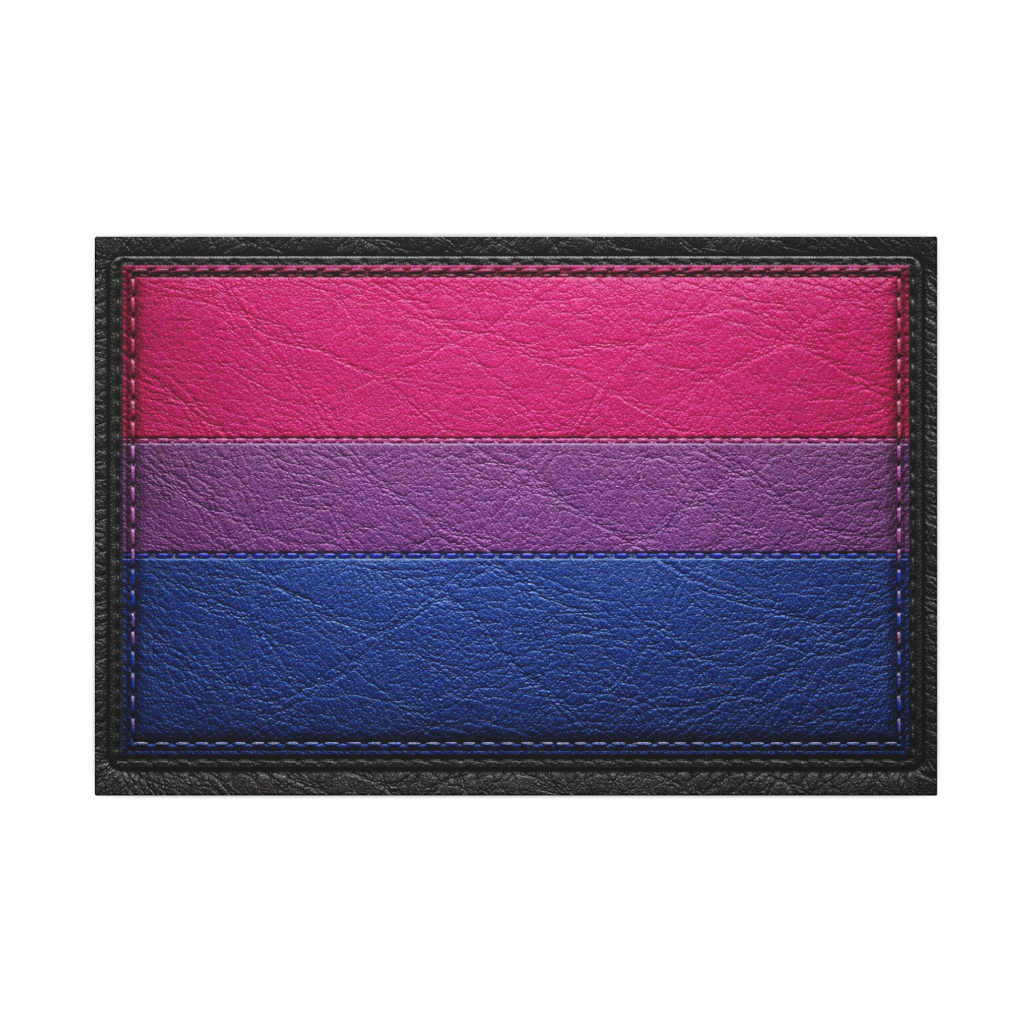 Bisexual Pride Flag Canvas Wall Art — Leather Patch Style Matte Print