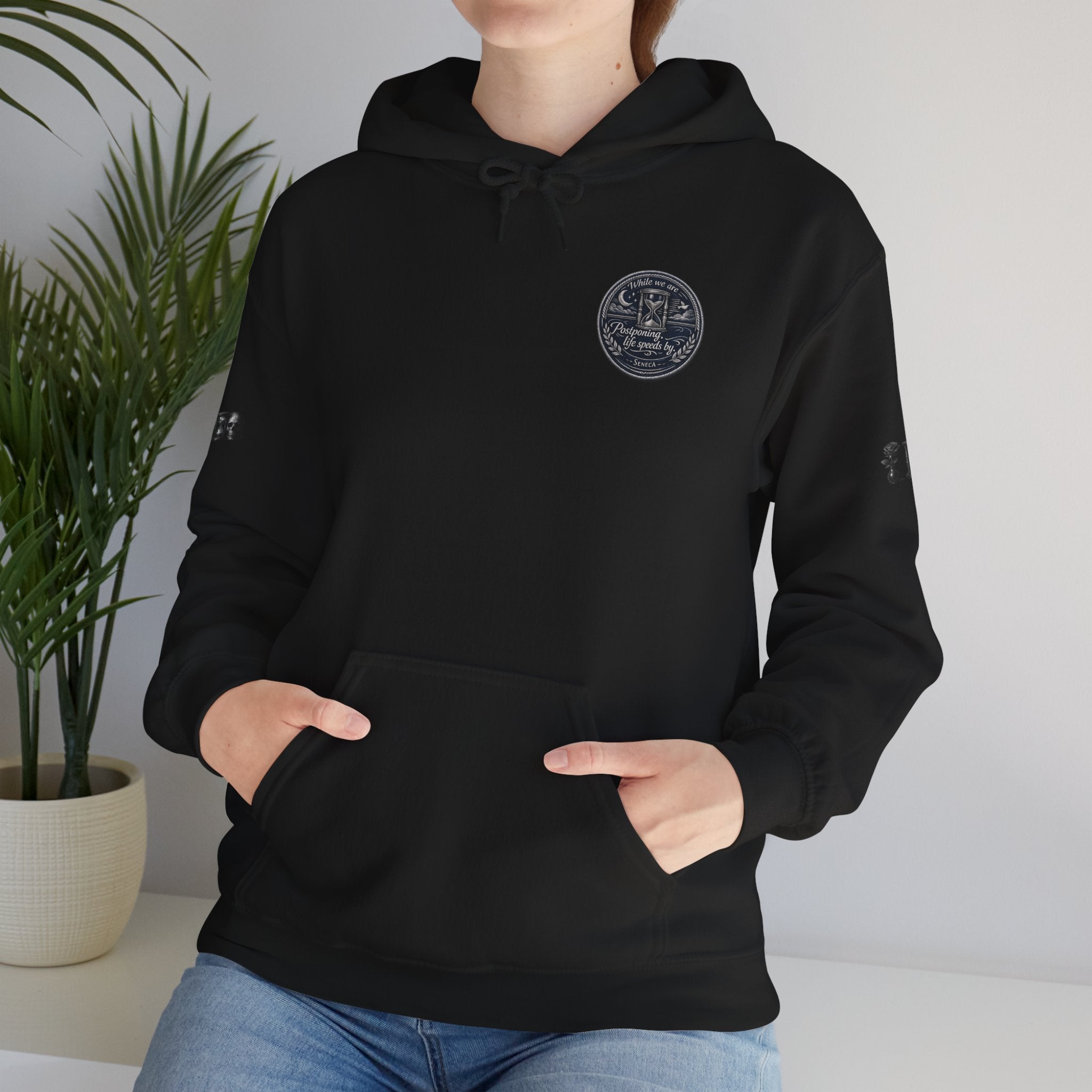 Premium Hoodie — 'Memento Mori' Skull & Scales Graphic Hoodie