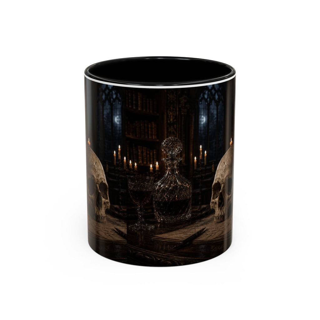 Gothic Skull Coffee Mug — Candlelit Occult Library Accent Mug (11/15oz)