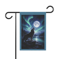 Howling Wolf Moon Garden Flag — Northern Lights Outdoor House Banner