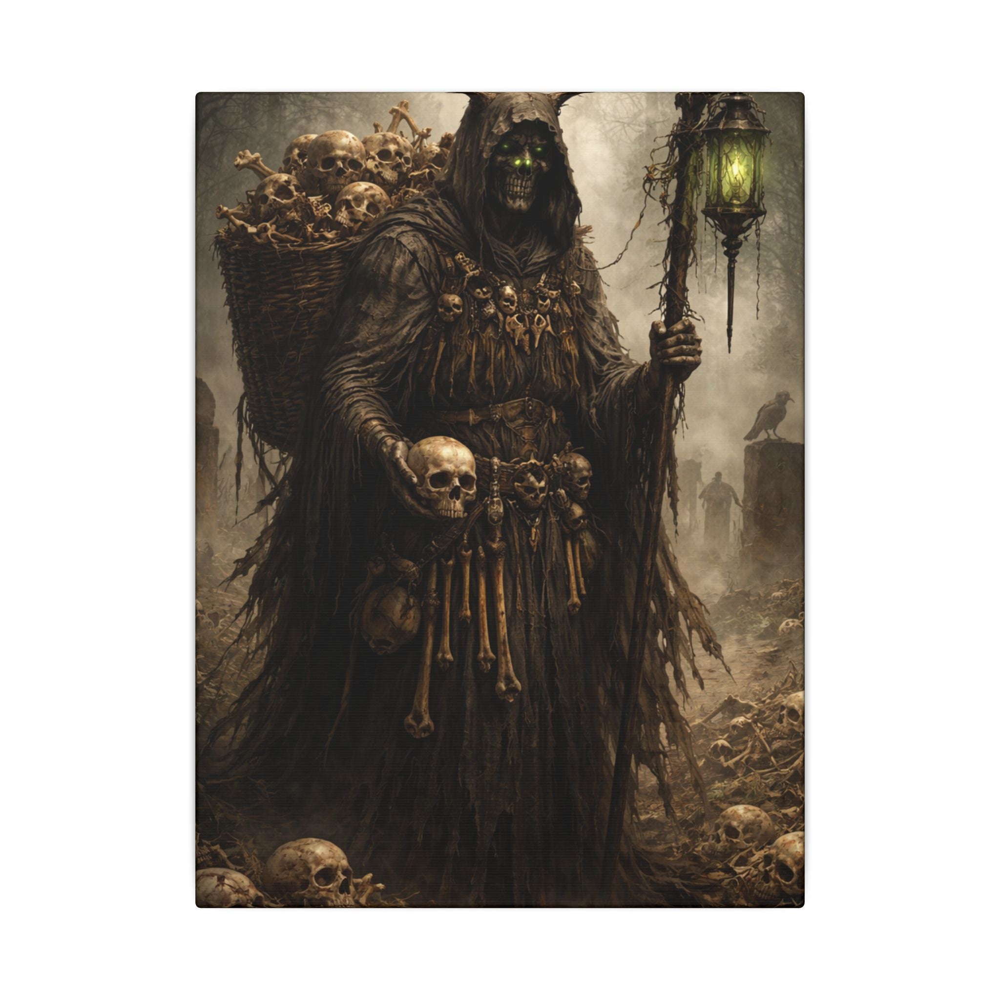 Bone Collector Canvas Print — Gothic Skull-Wraith Wall Art