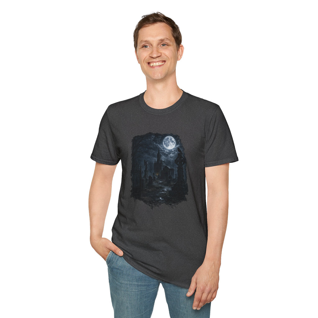 Moonlit Graveyard T‑Shirt — Gothic Night Sky Graphic Tee