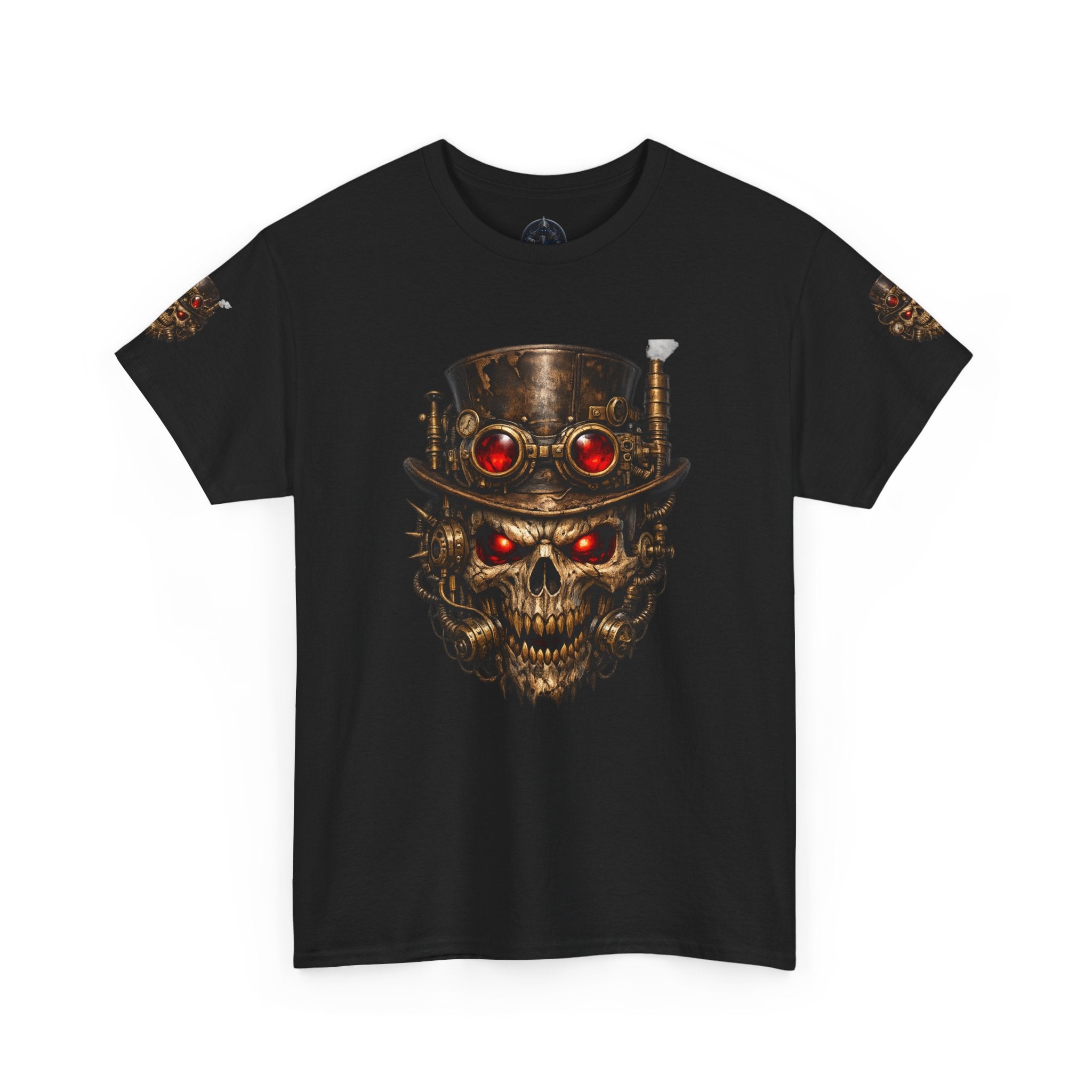 Skull Steampunk Tee — Red-Eyed Skull Graphic Shirt