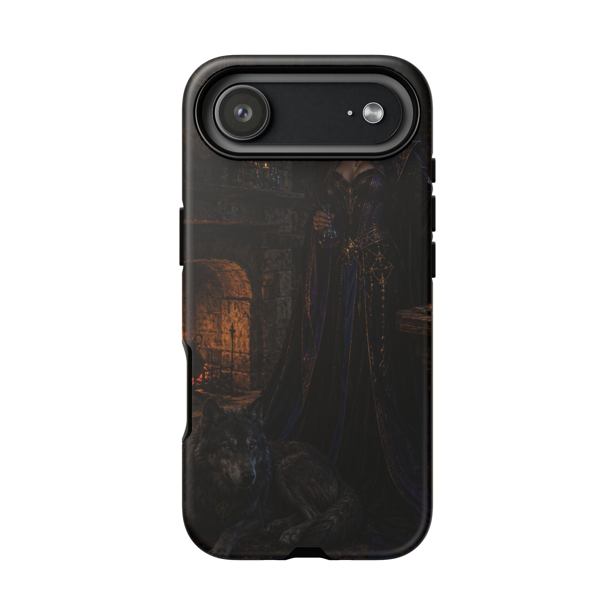 Gothic Witch Phone Case — Dark Fantasy Wolf & Fireplace Tough Case