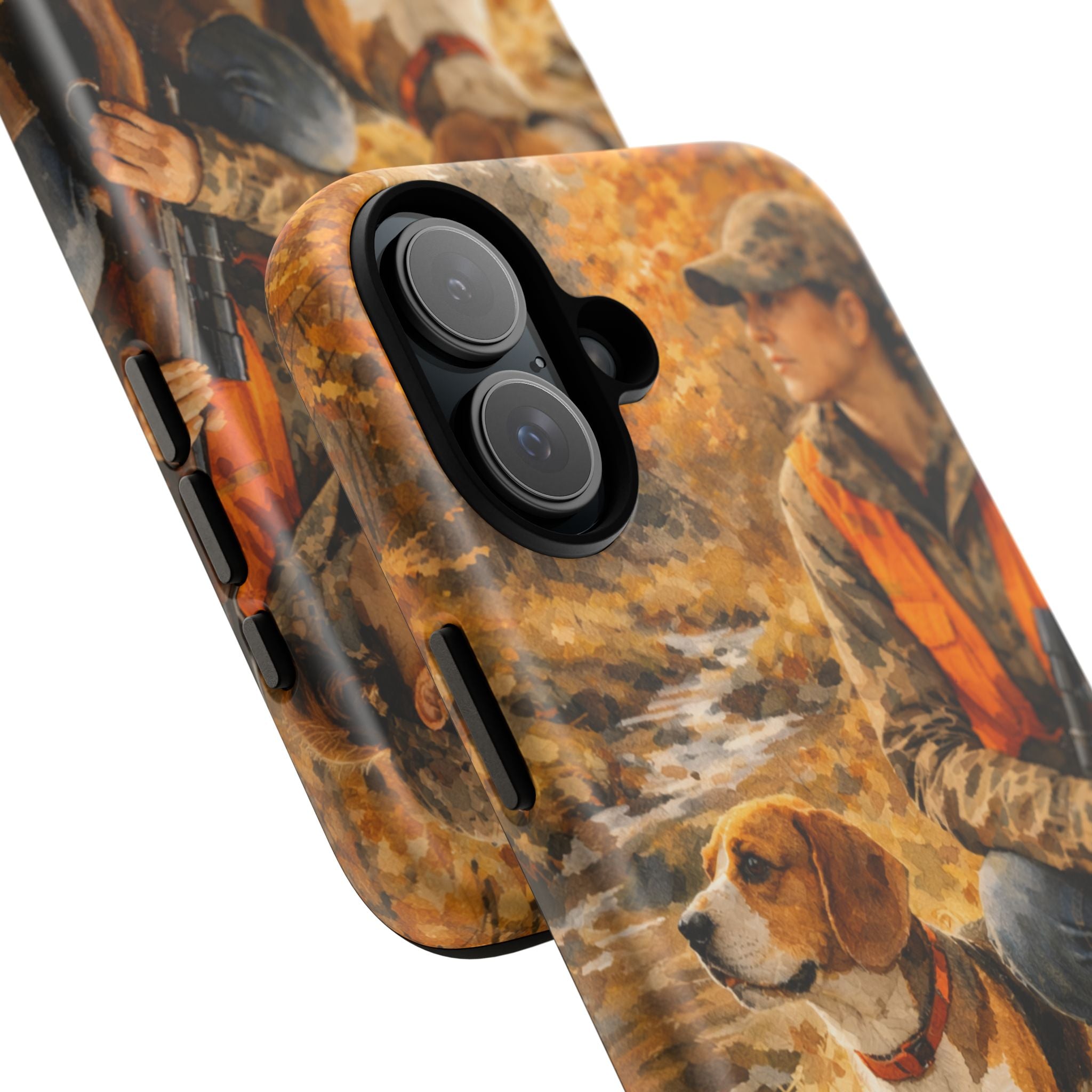 Hunter and Beagle Phone Case — Hunting Dog Autumn Camouflage iPhone Cover