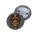 Steampunk Skull Pin Button — Red-Gem Goggles Goth Badge