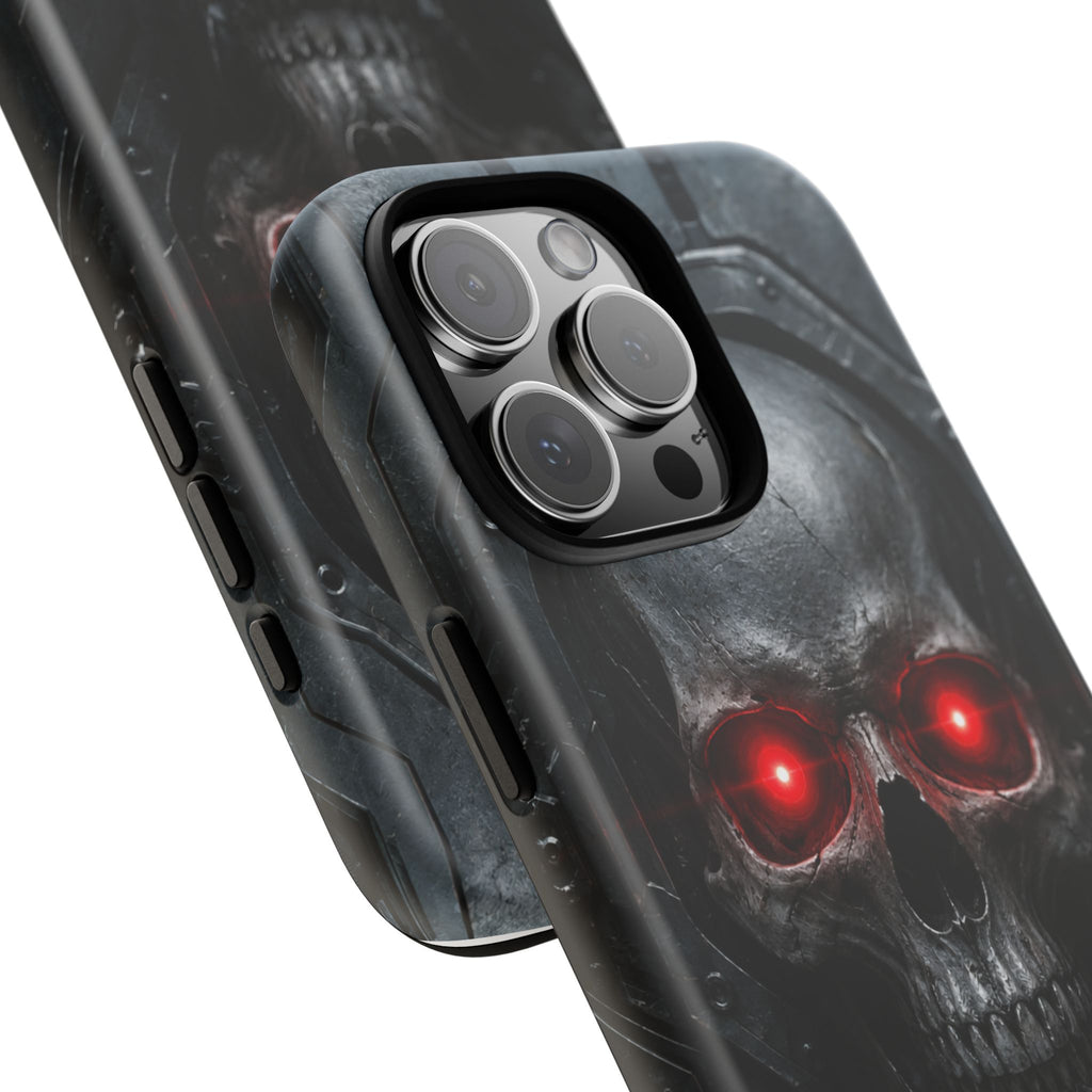 Skull Sentinel Phone Case — Red-Eyed Tactical Skull Protective Case