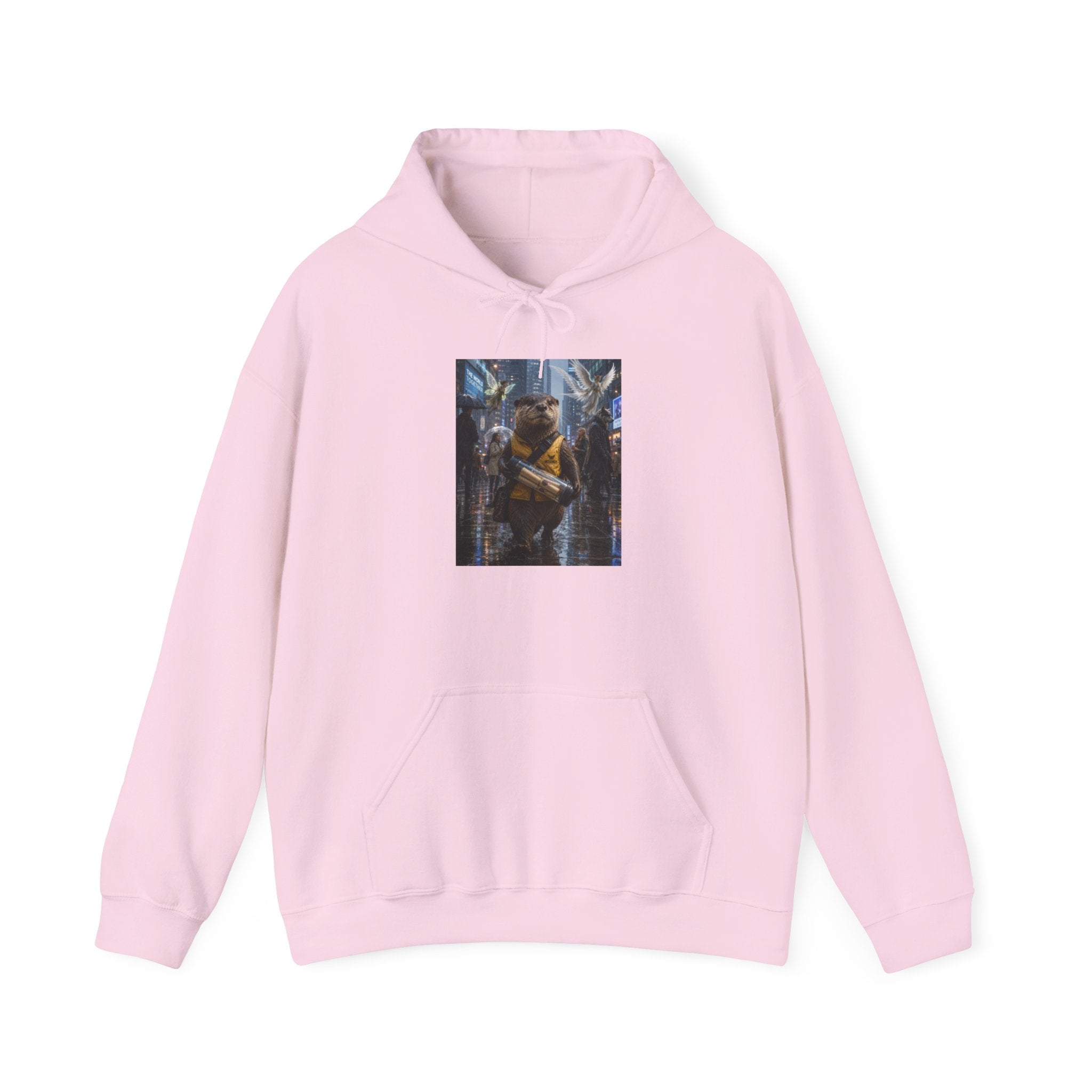 Messenger Otter Hoodie — Urban Wildlife Graphic Sweatshirt