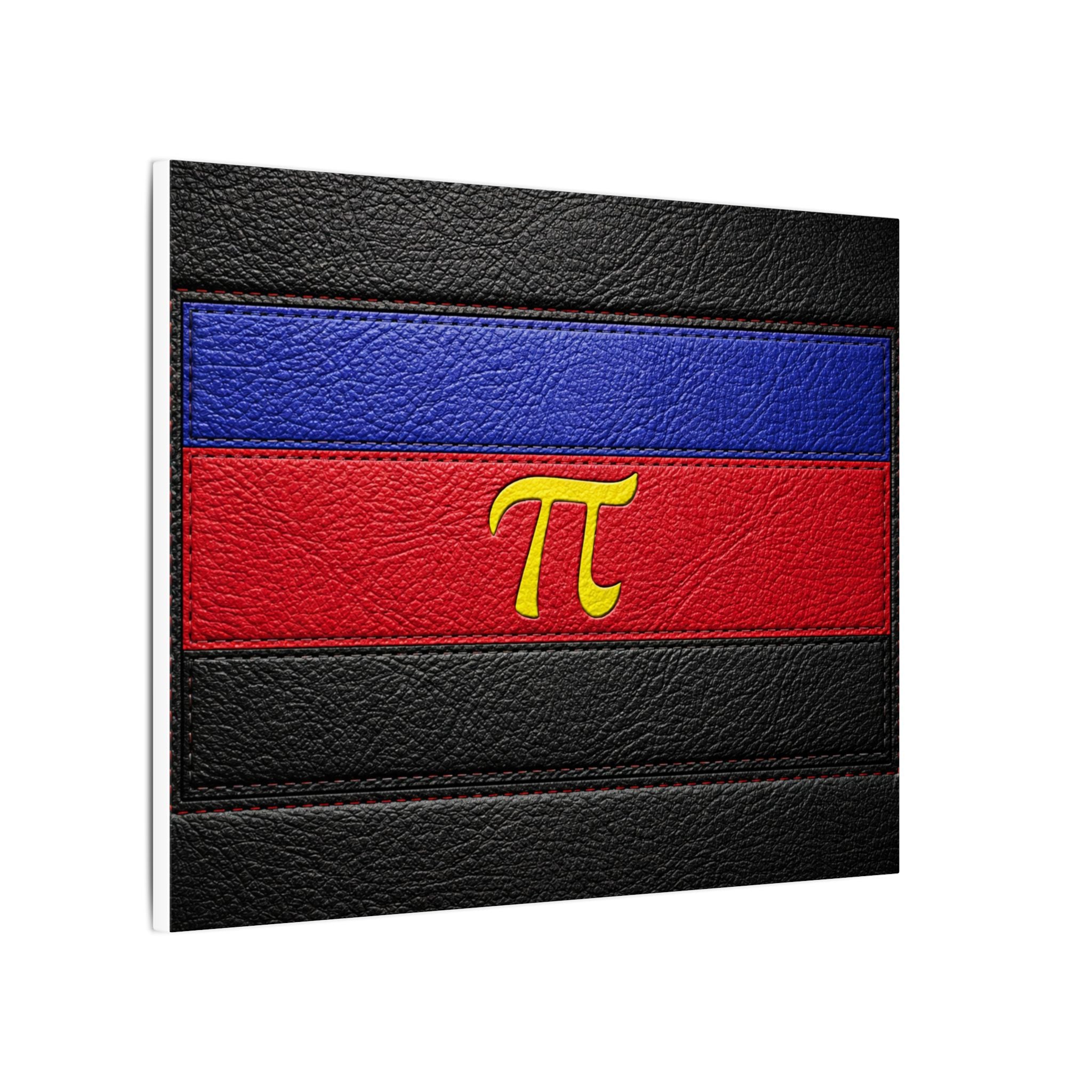 Polyamorous Symbol Leather Flag Canvas Print — Blue & Red Striped Matte Wall Art