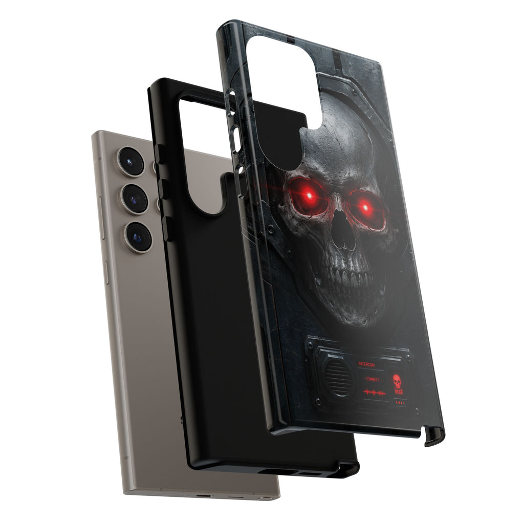 Skull Sentinel Phone Case — Red-Eyed Tactical Skull Protective Case