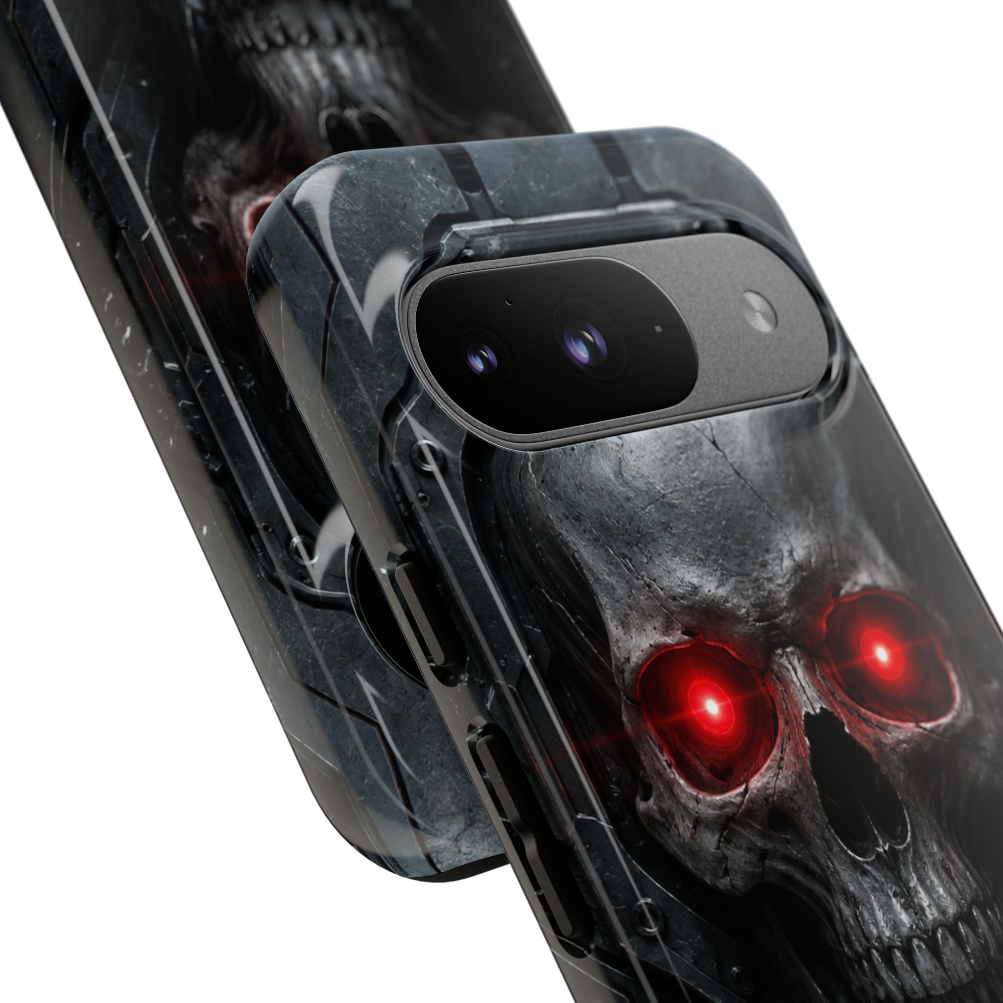Skull Sentinel Phone Case — Red-Eyed Tactical Skull Protective Case