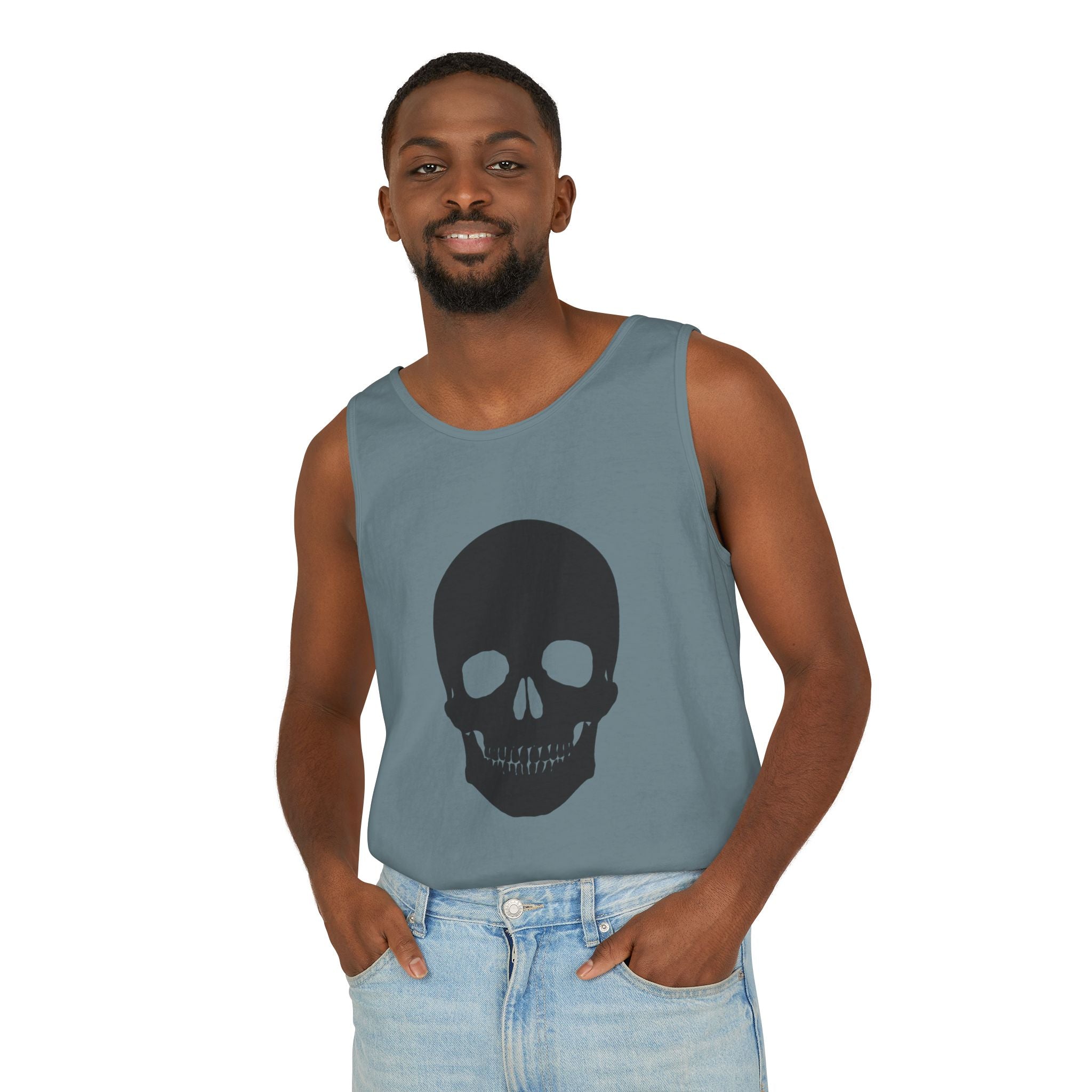 Skull Graphic Tank Top — Bold Black Skull Summer Vest