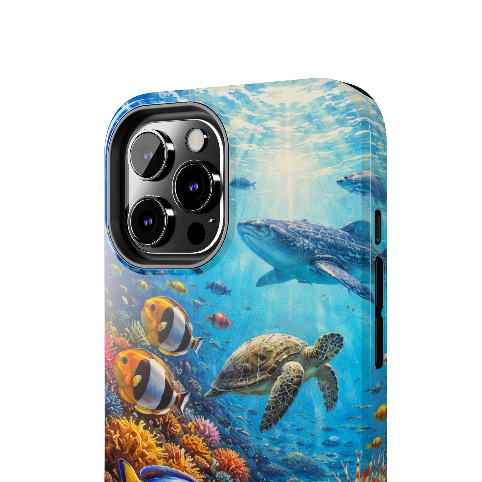 Ocean Reef Tough Phone Case — Colorful Sea Turtle & Tropical Fish Design