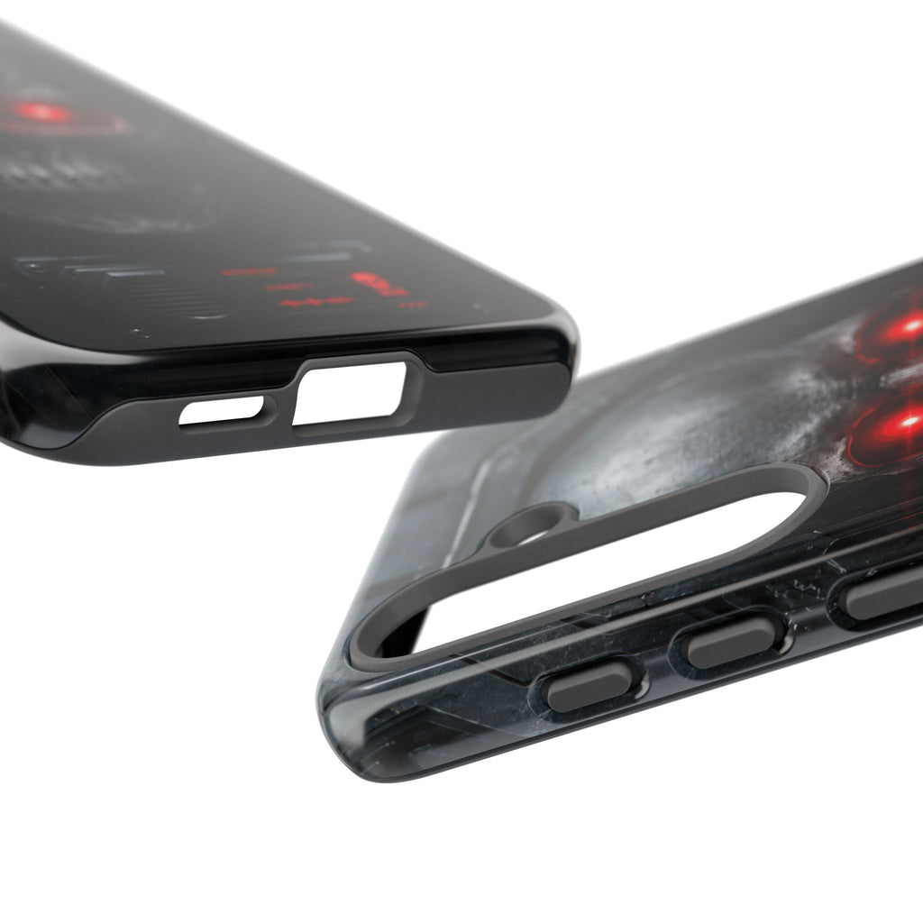 Skull Sentinel Phone Case — Red-Eyed Tactical Skull Protective Case