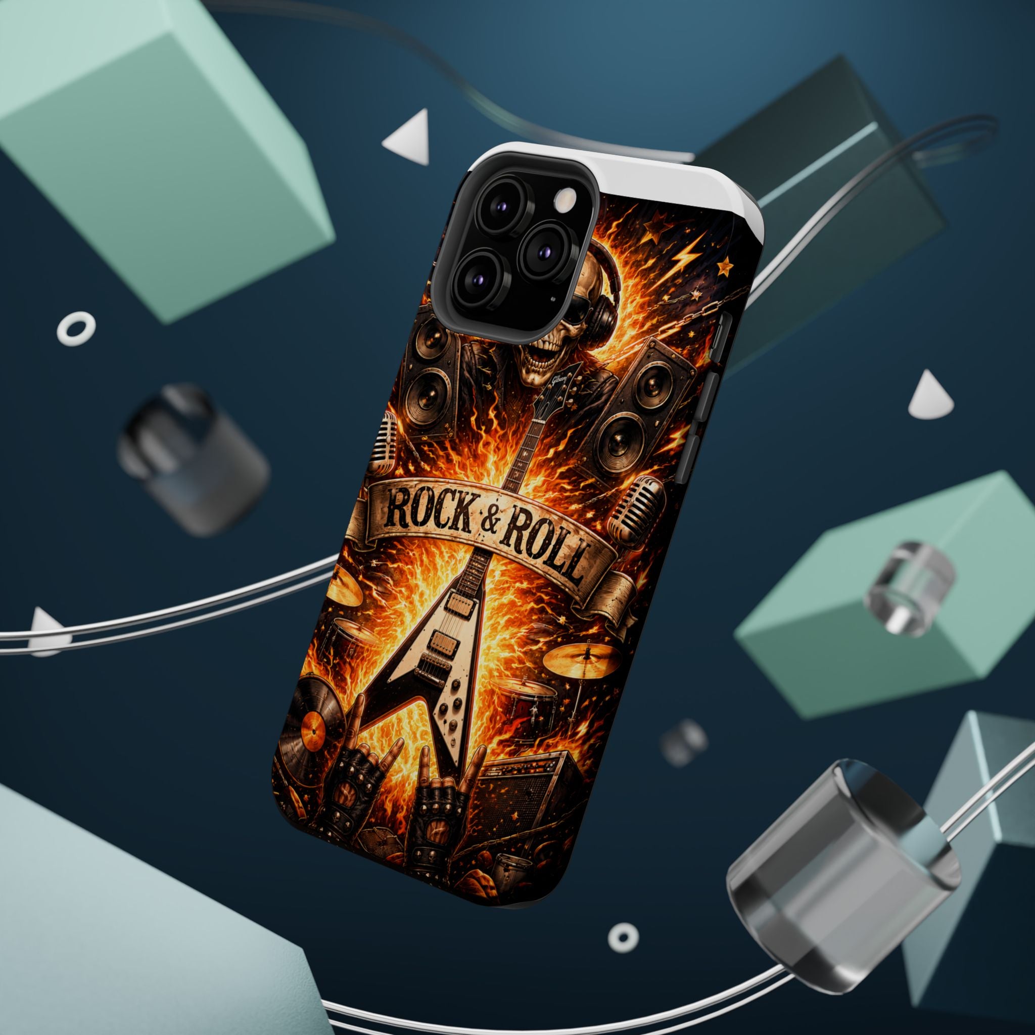 Rock & Roll Skull Guitar Phone Case — Magnetic Impact-Resistant