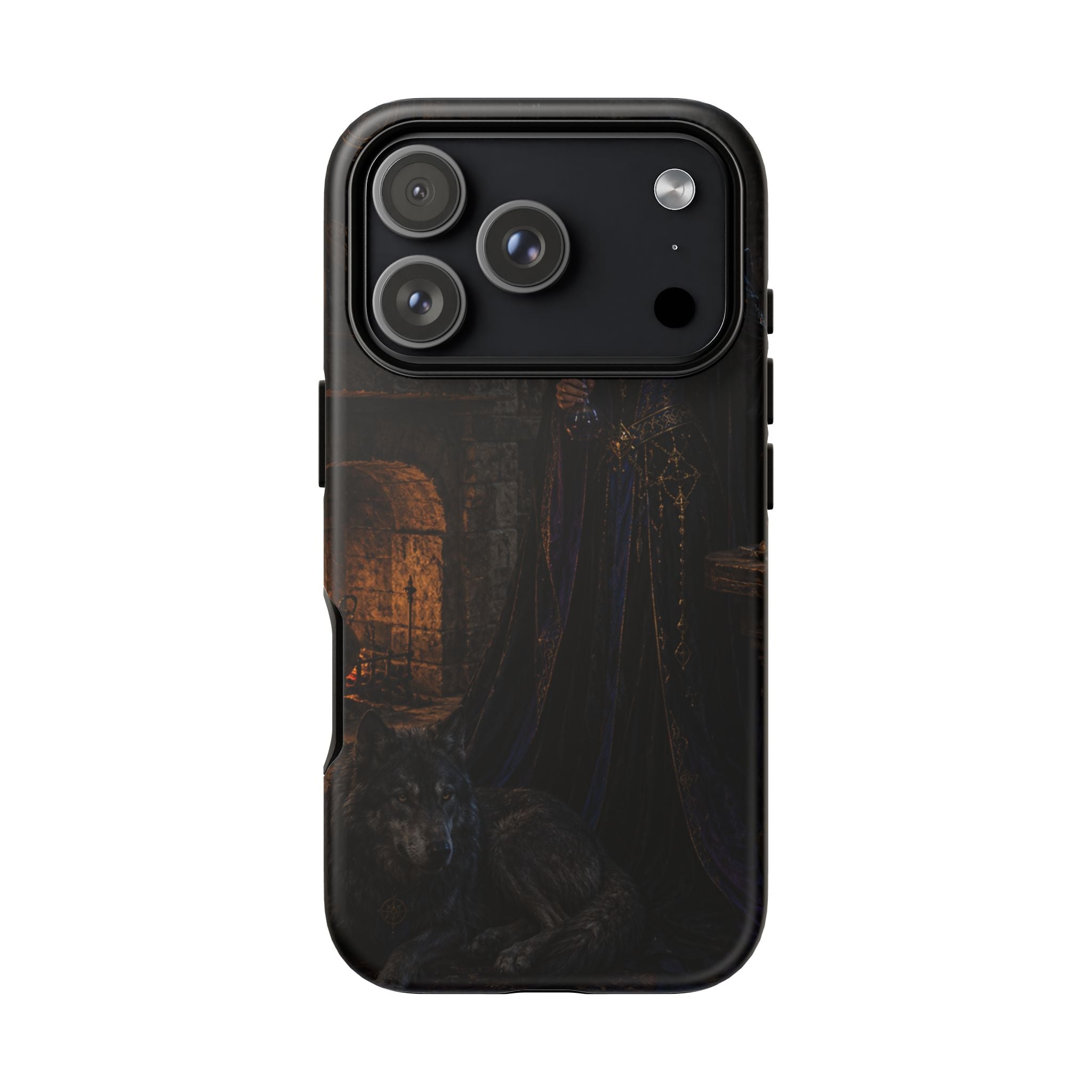 Gothic Witch Phone Case — Dark Fantasy Wolf & Fireplace Tough Case