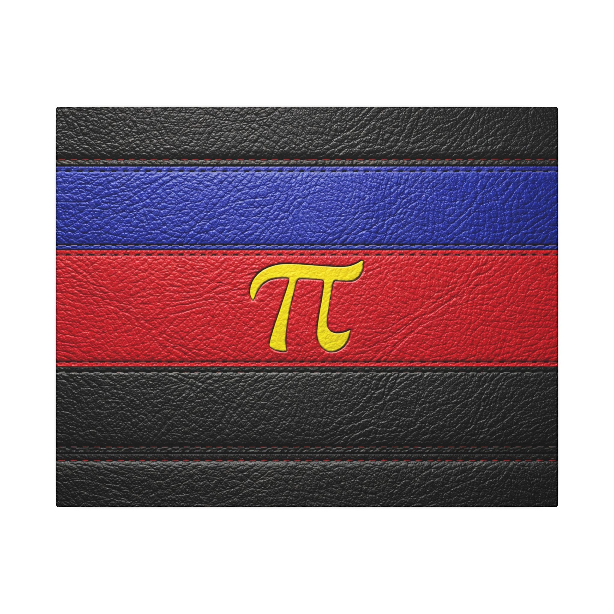 Polyamorous Symbol Leather Flag Canvas Print — Blue & Red Striped Matte Wall Art