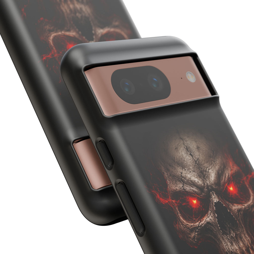 Flaming Skull Tough Case — Heavy-Duty Phone Case with Red-Eye Skull Design