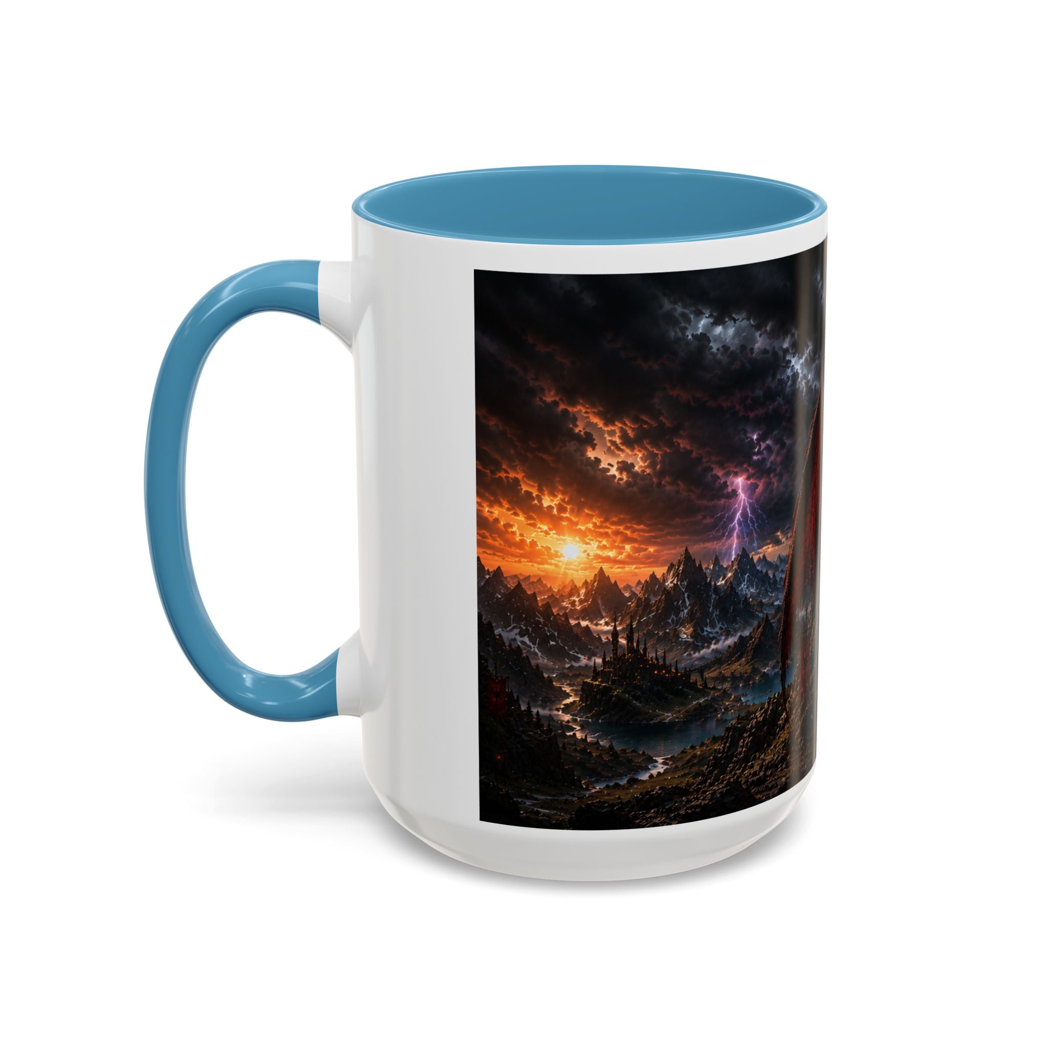 Dragon Coffee Mug — Dark Fantasy Red-Eyed Dragon Accent Mug (11/15oz)