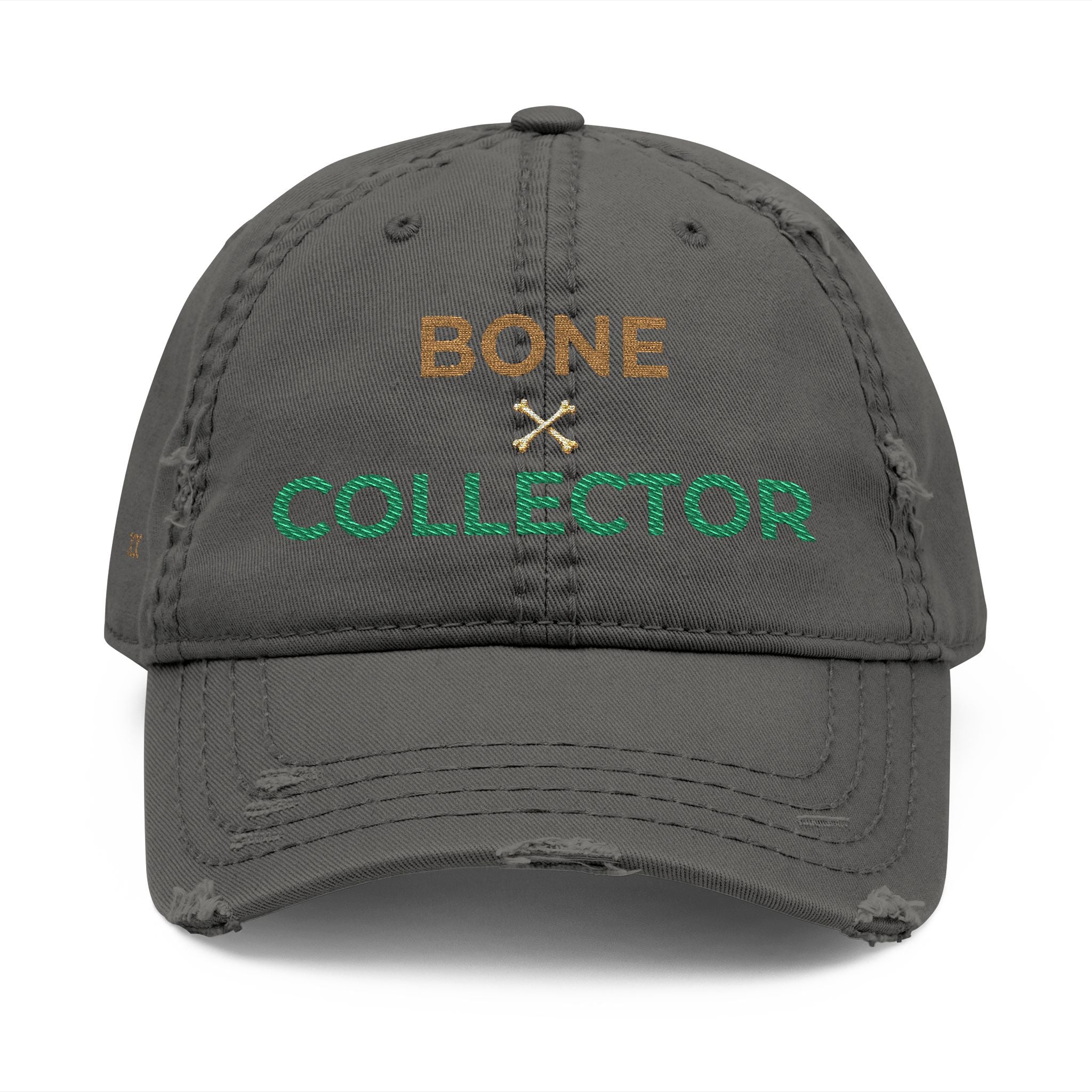 Bone Collector Distressed Dad Hat — Embroidered Fishing/Outdoors Cap