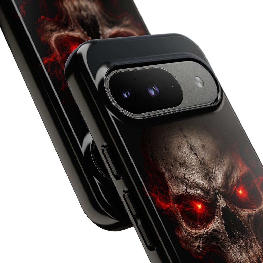 Flaming Skull Tough Case — Heavy-Duty Phone Case with Red-Eye Skull Design