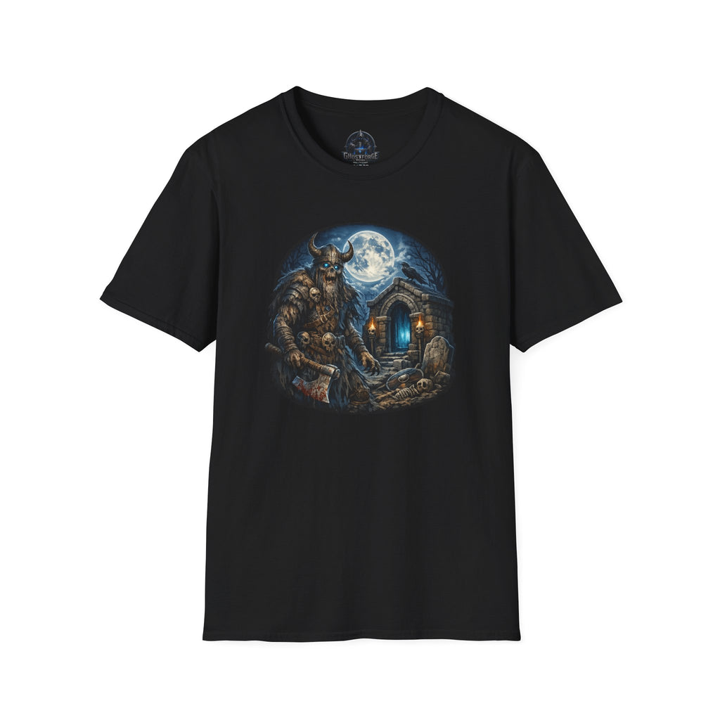 Viking Moon T-Shirt — Norse Warrior Graveyard Design