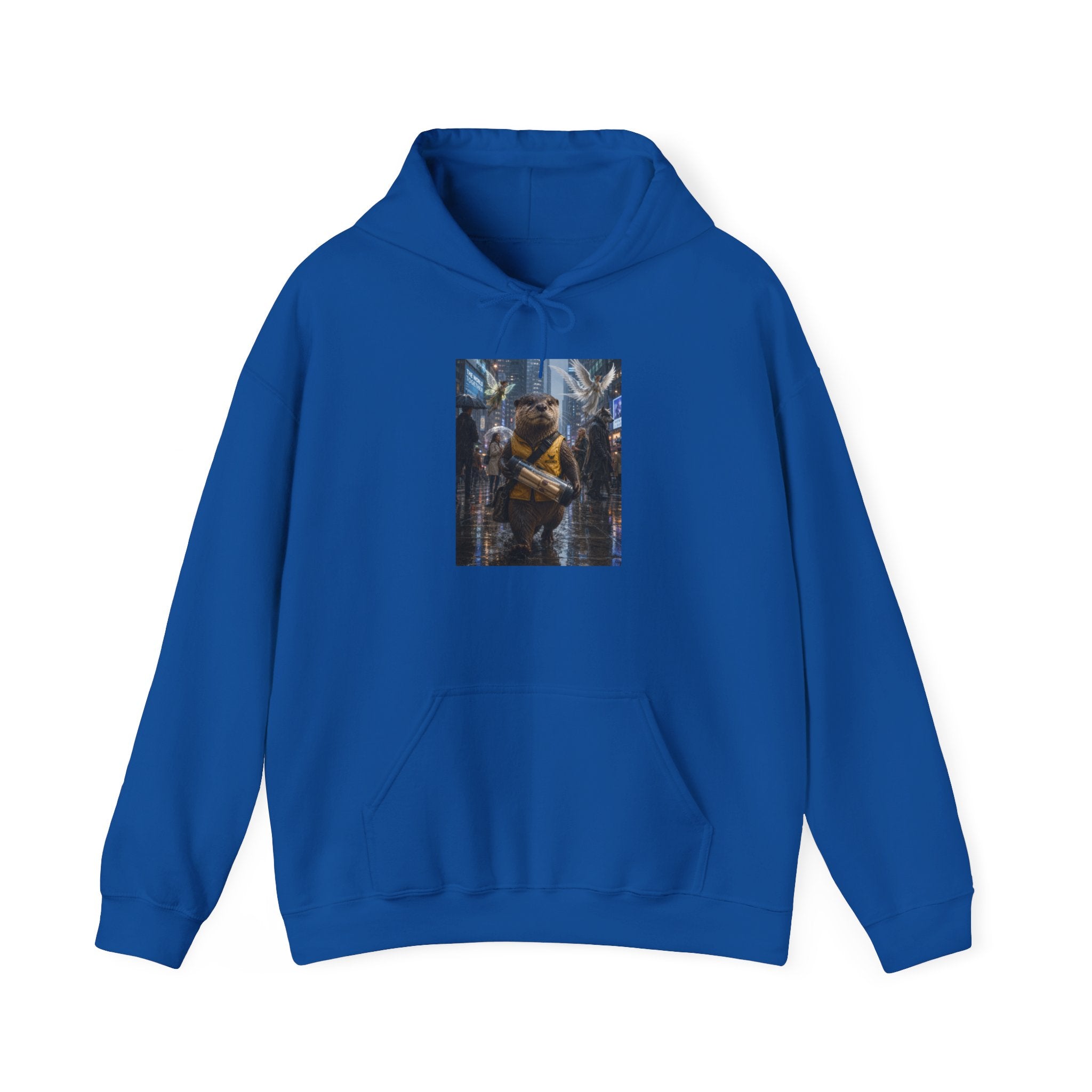Messenger Otter Hoodie — Urban Wildlife Graphic Sweatshirt
