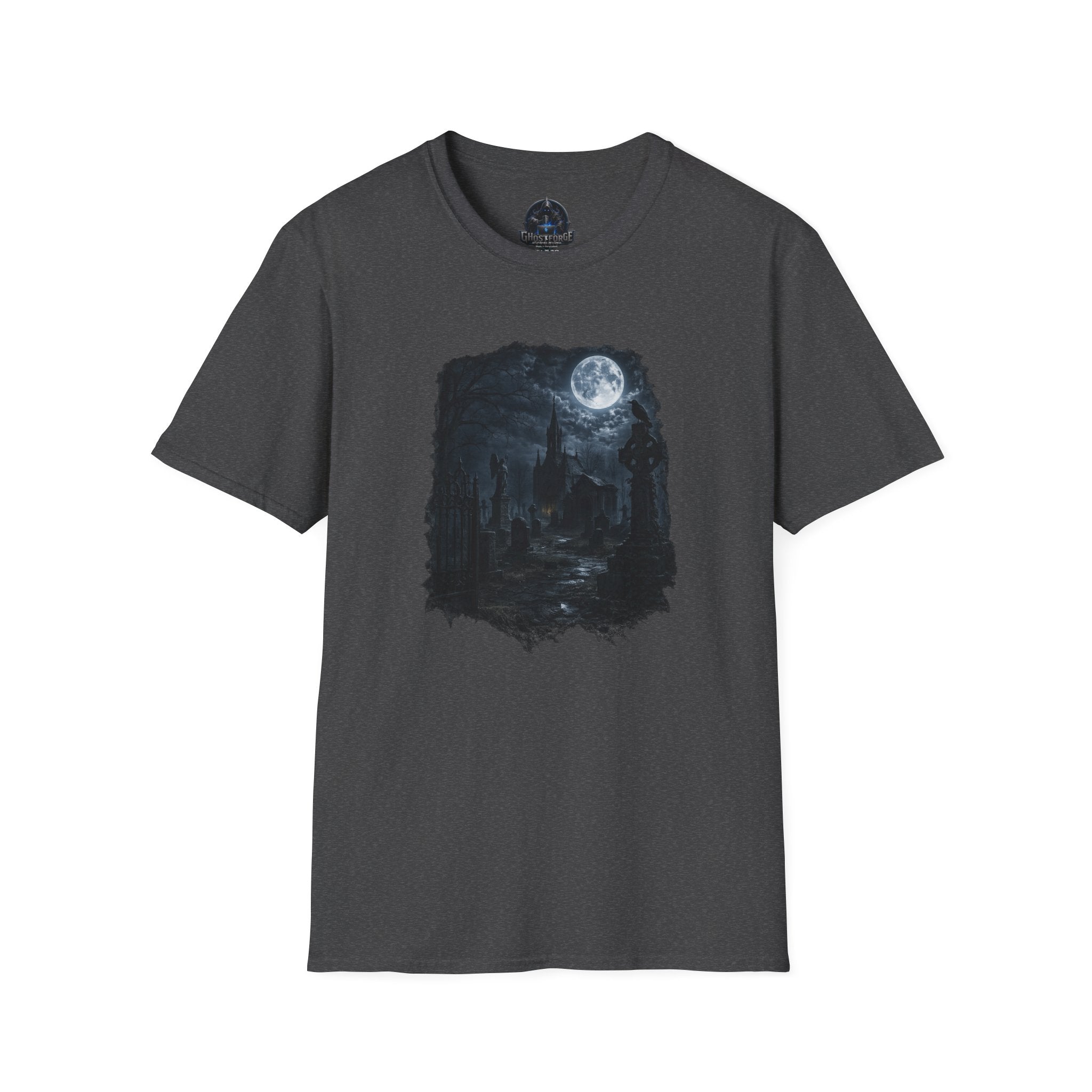 Moonlit Graveyard T‑Shirt — Gothic Night Sky Graphic Tee
